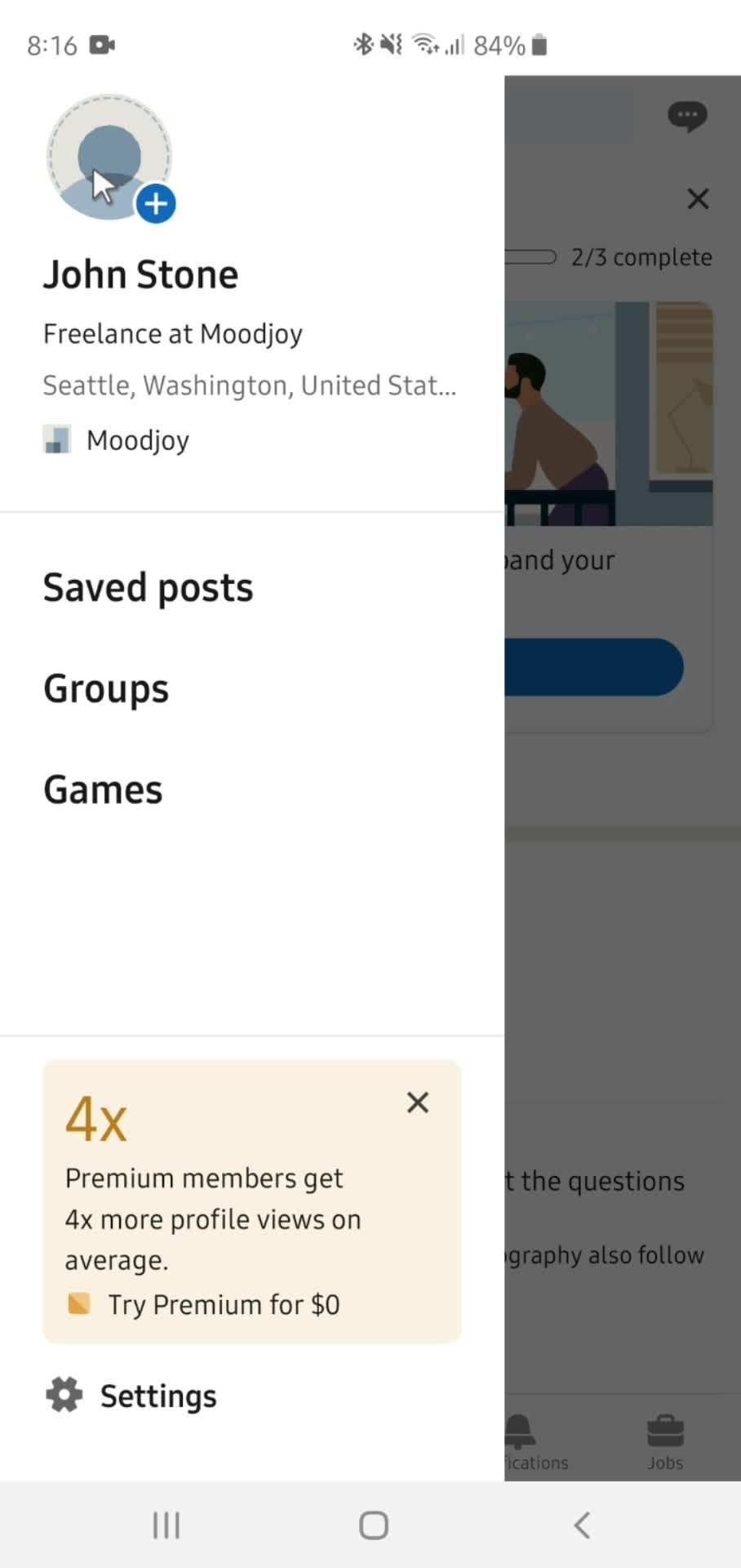 Updating profile picture screenshot