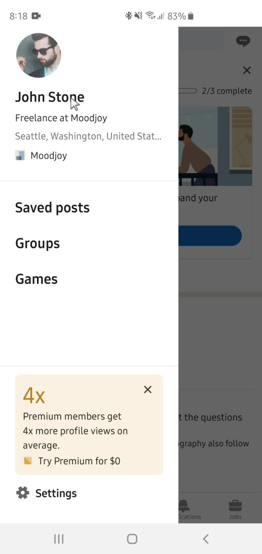 Updating profile picture screenshot
