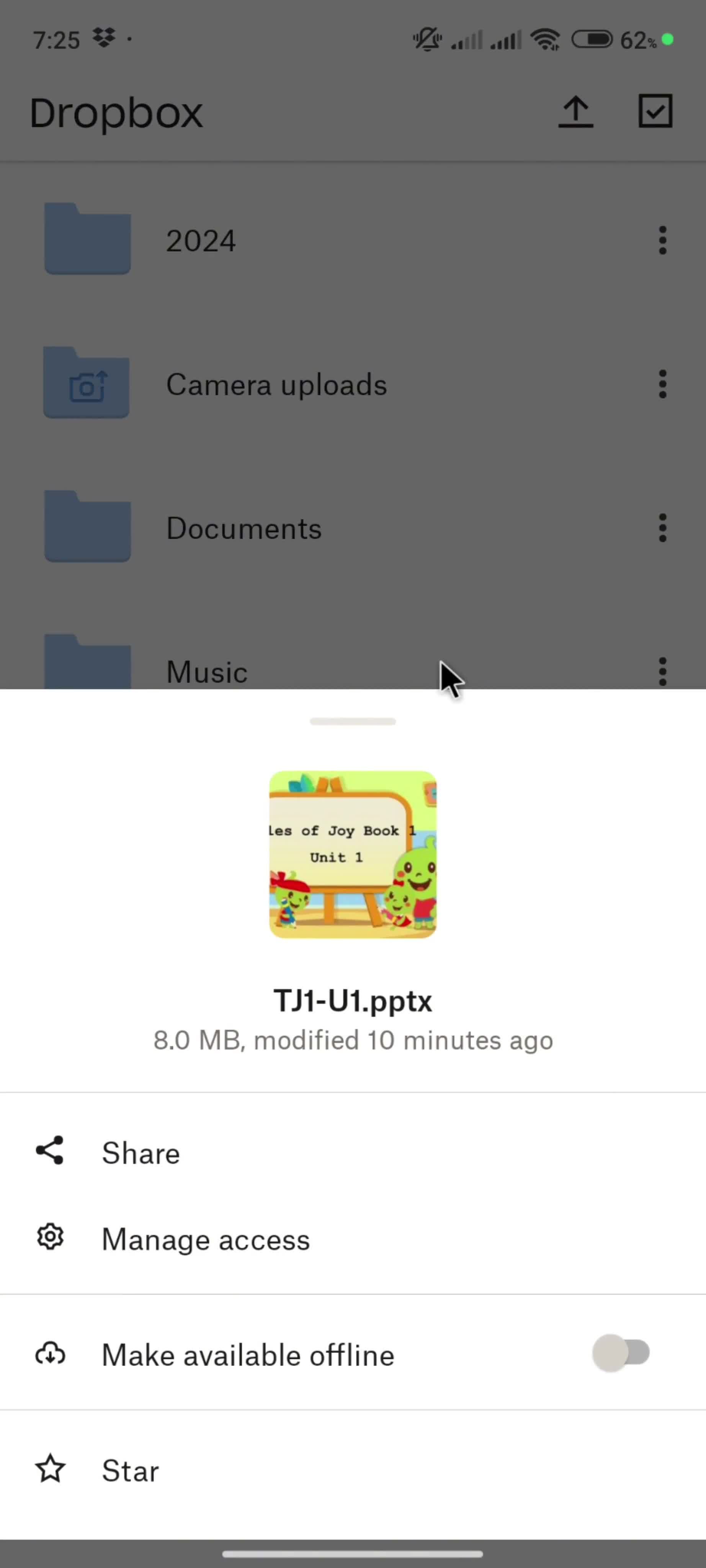 Uploading files screenshot