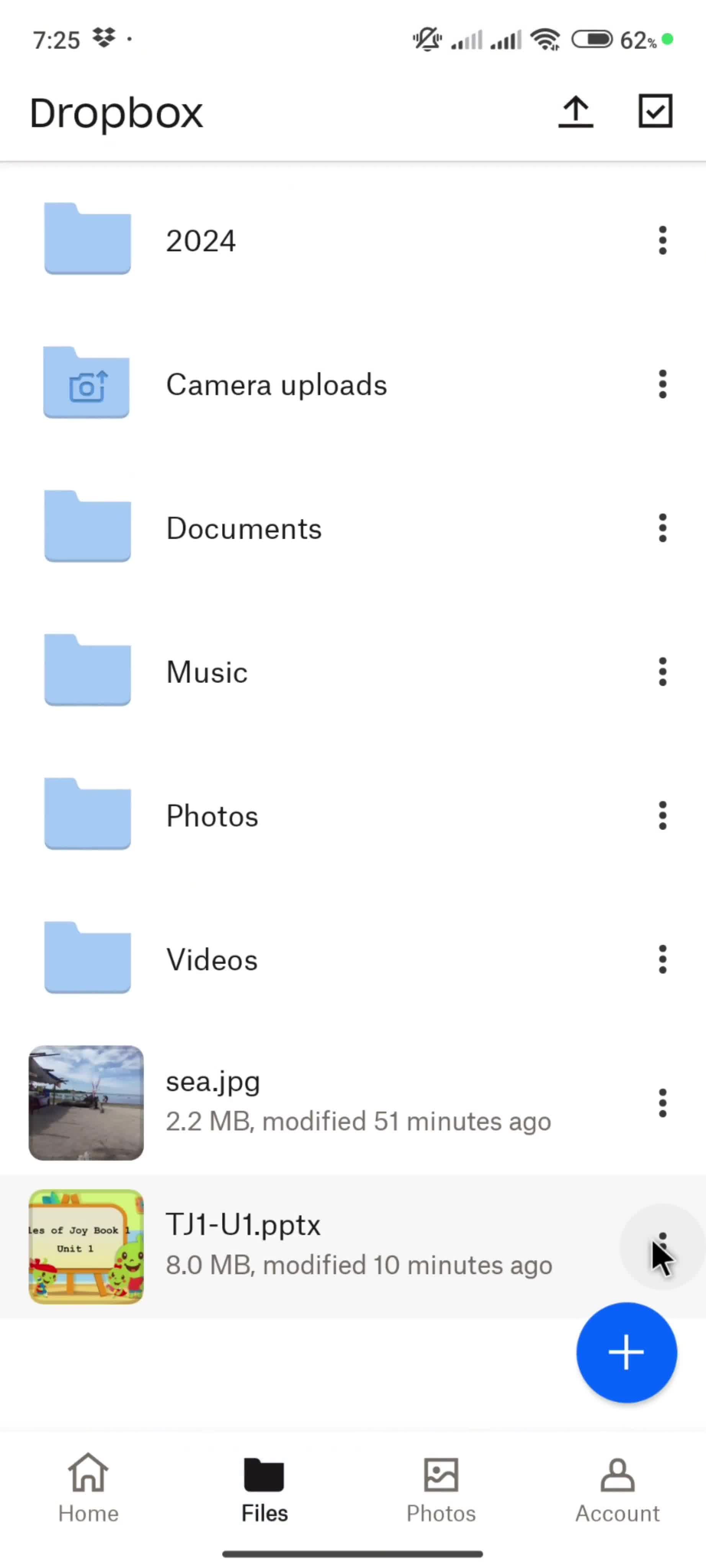 Uploading files screenshot