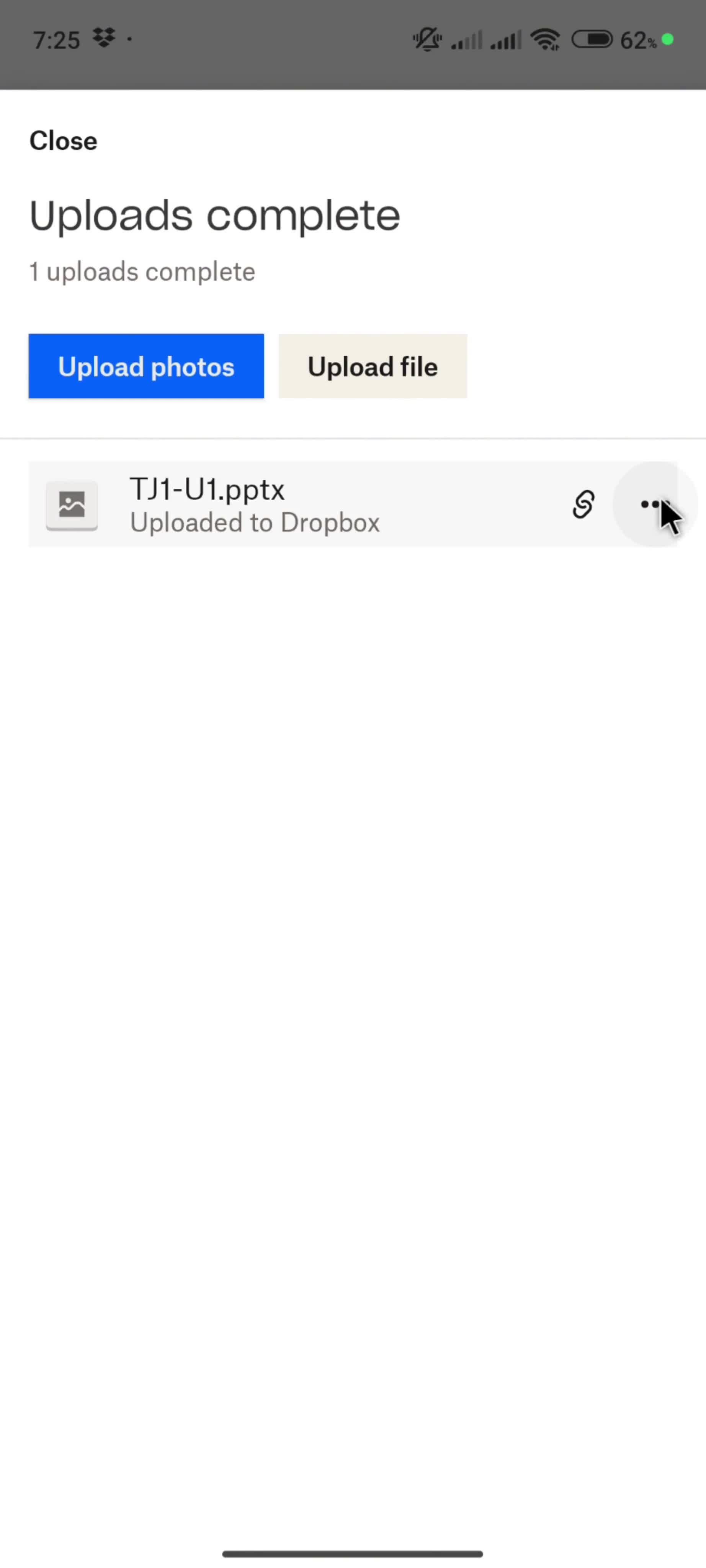 Uploading files screenshot