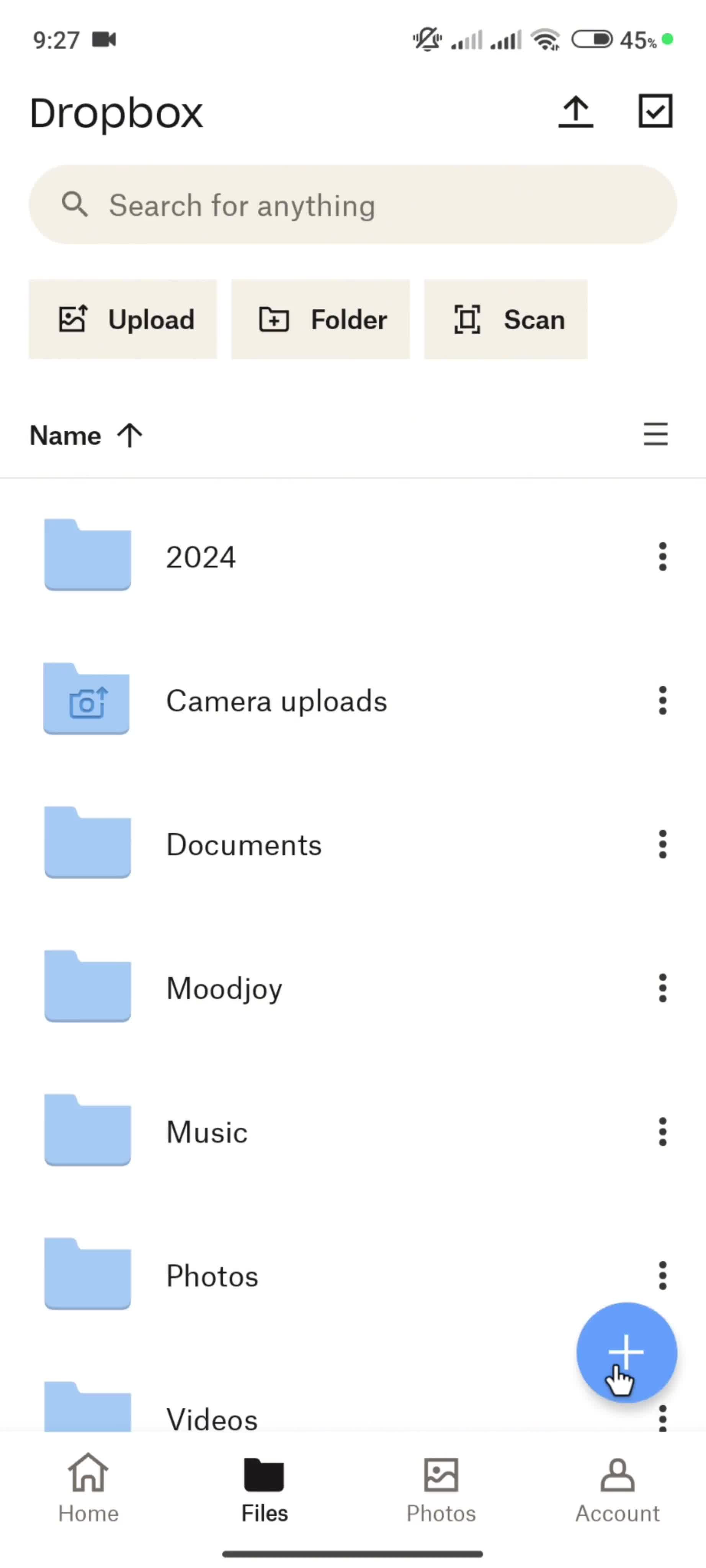 Uploading a folder screenshot
