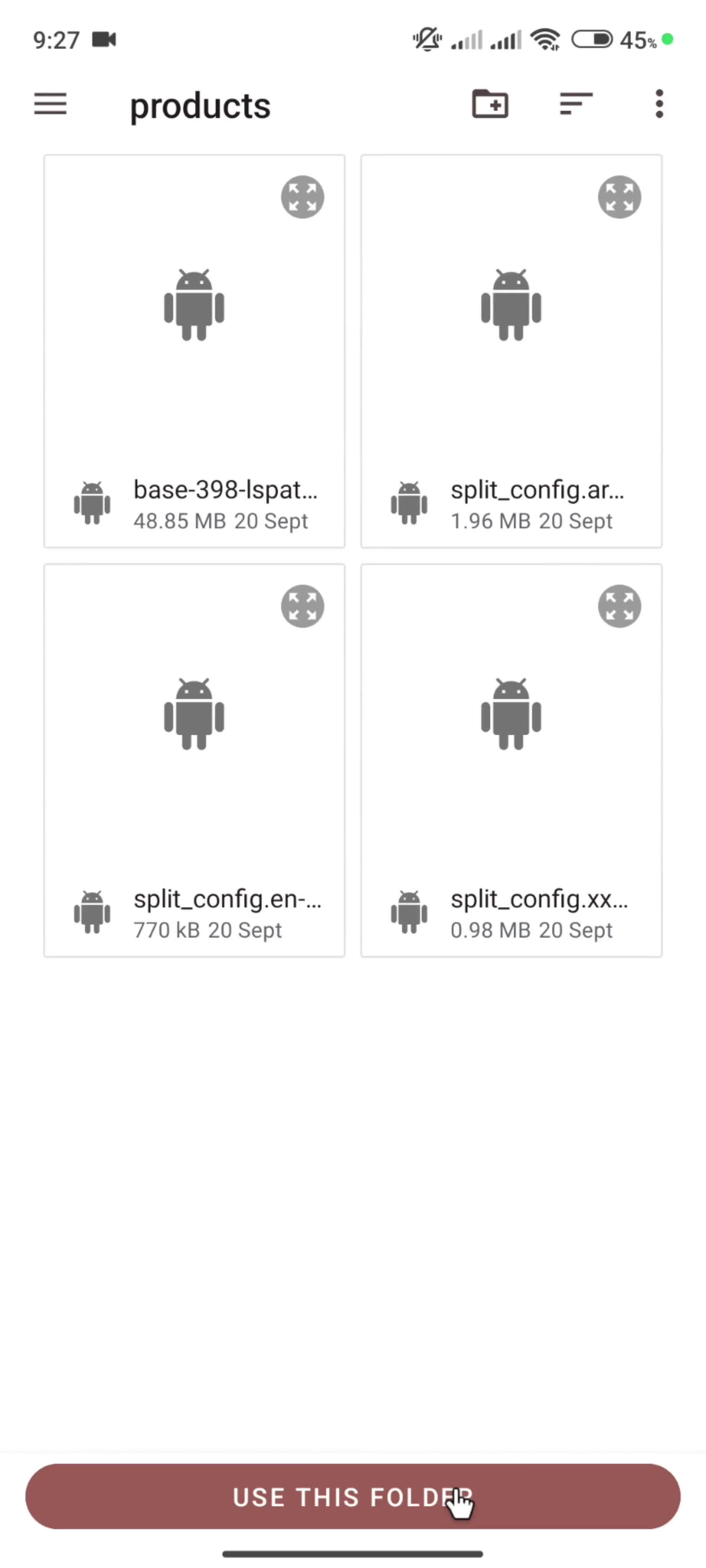 Uploading a folder screenshot