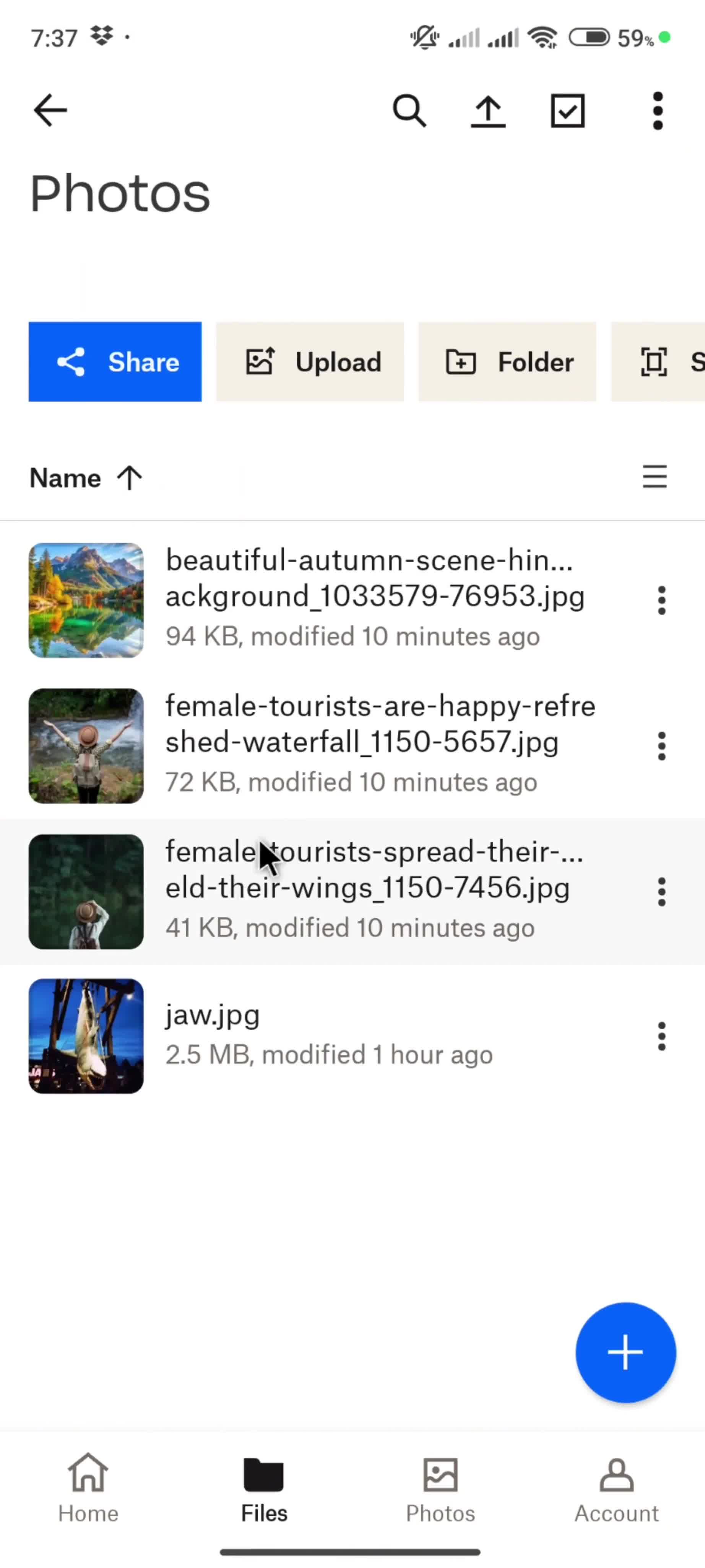 Uploading photos screenshot