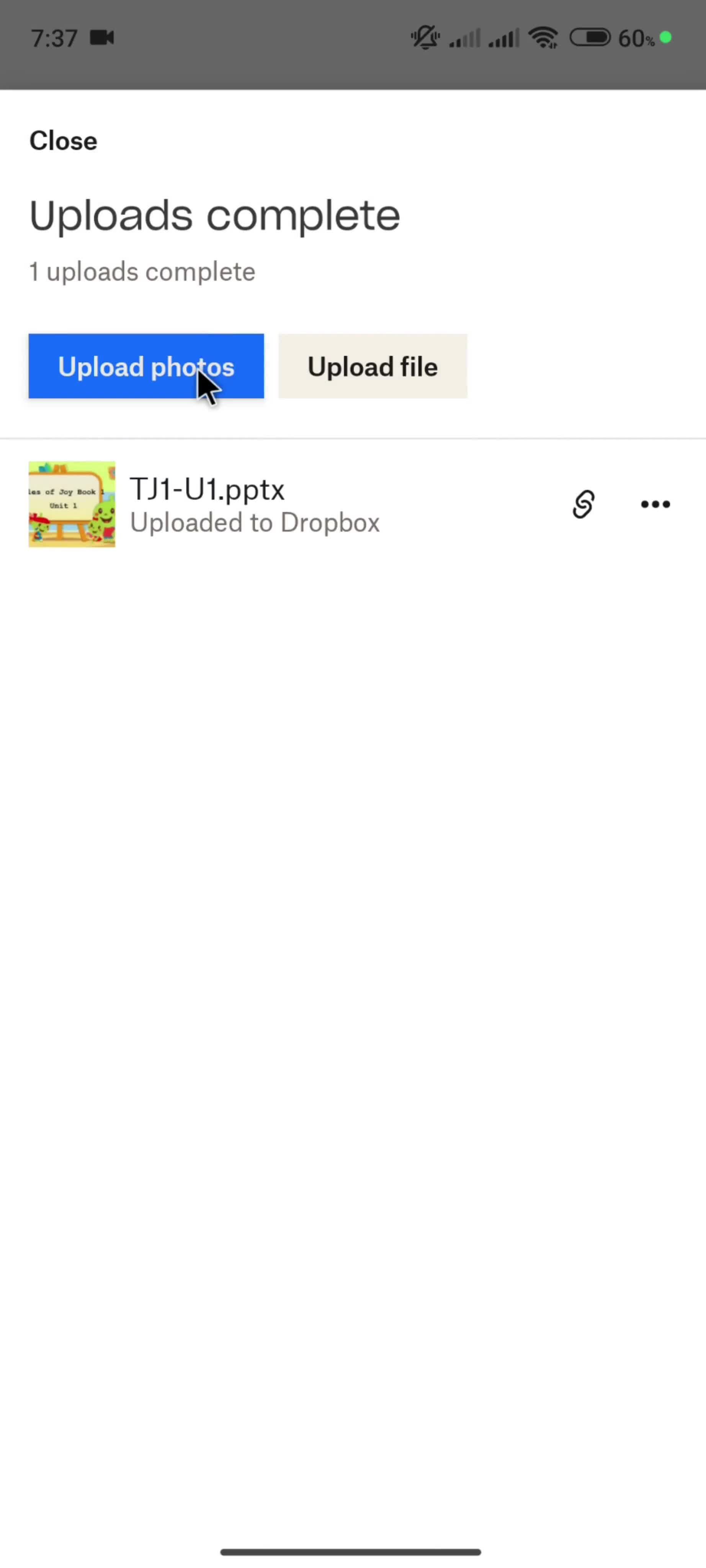 Uploading photos screenshot