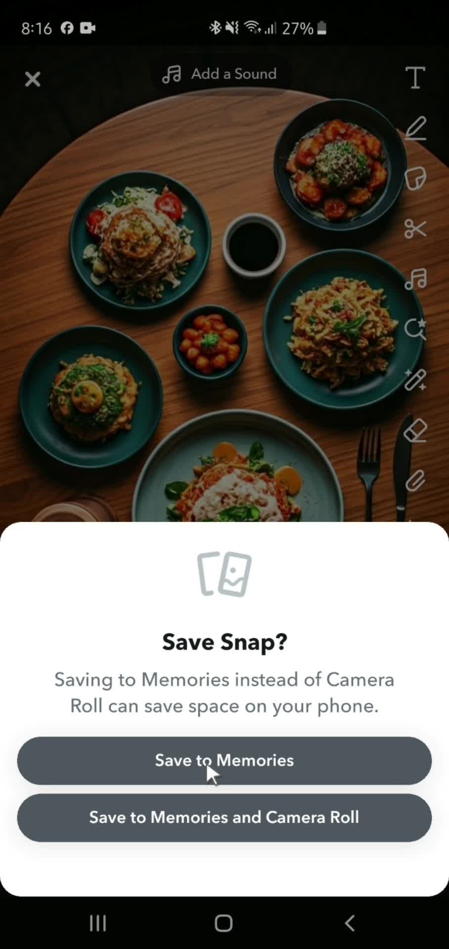 Using AI snaps screenshot