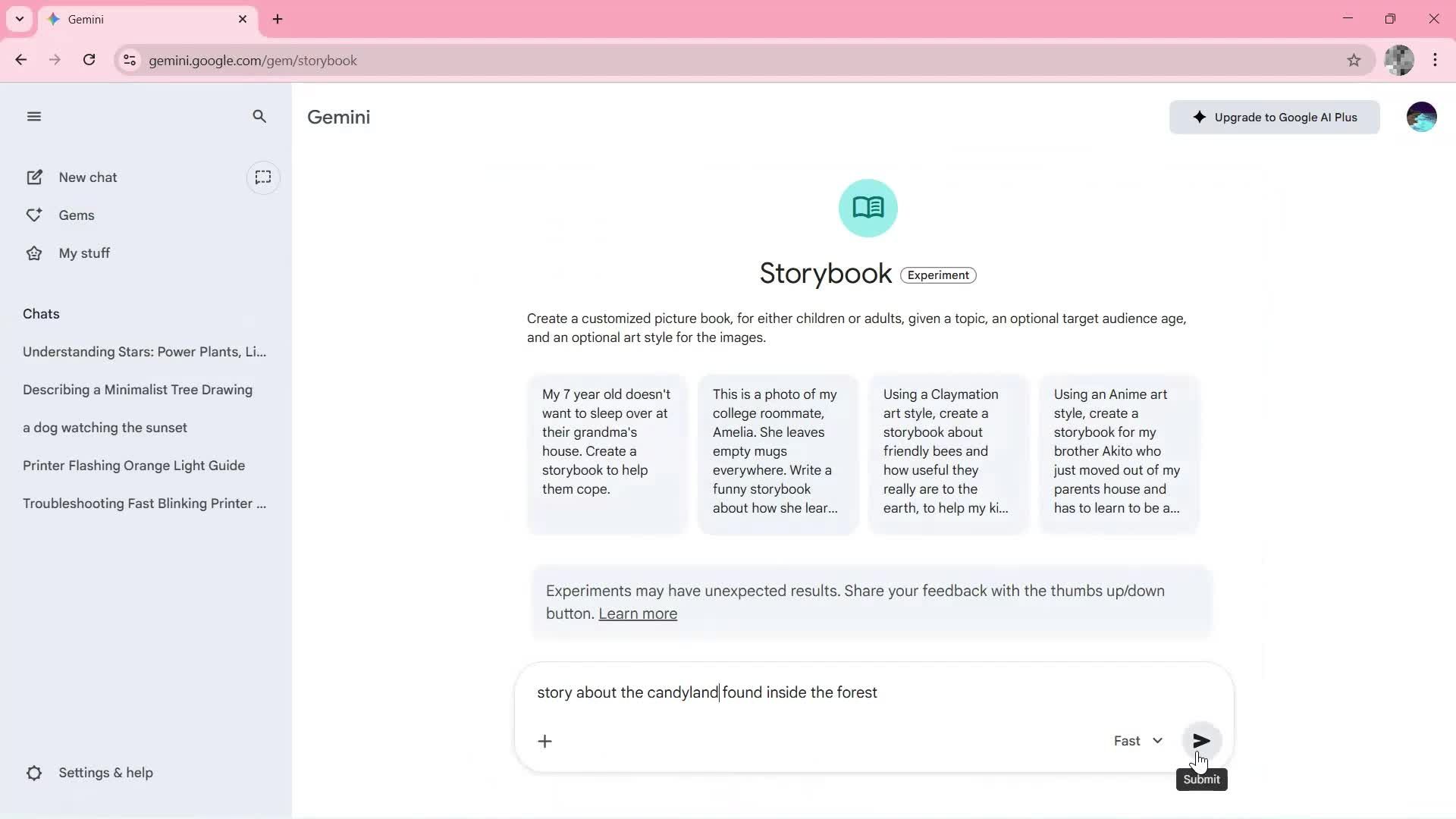 Generating AI artwork screenshot