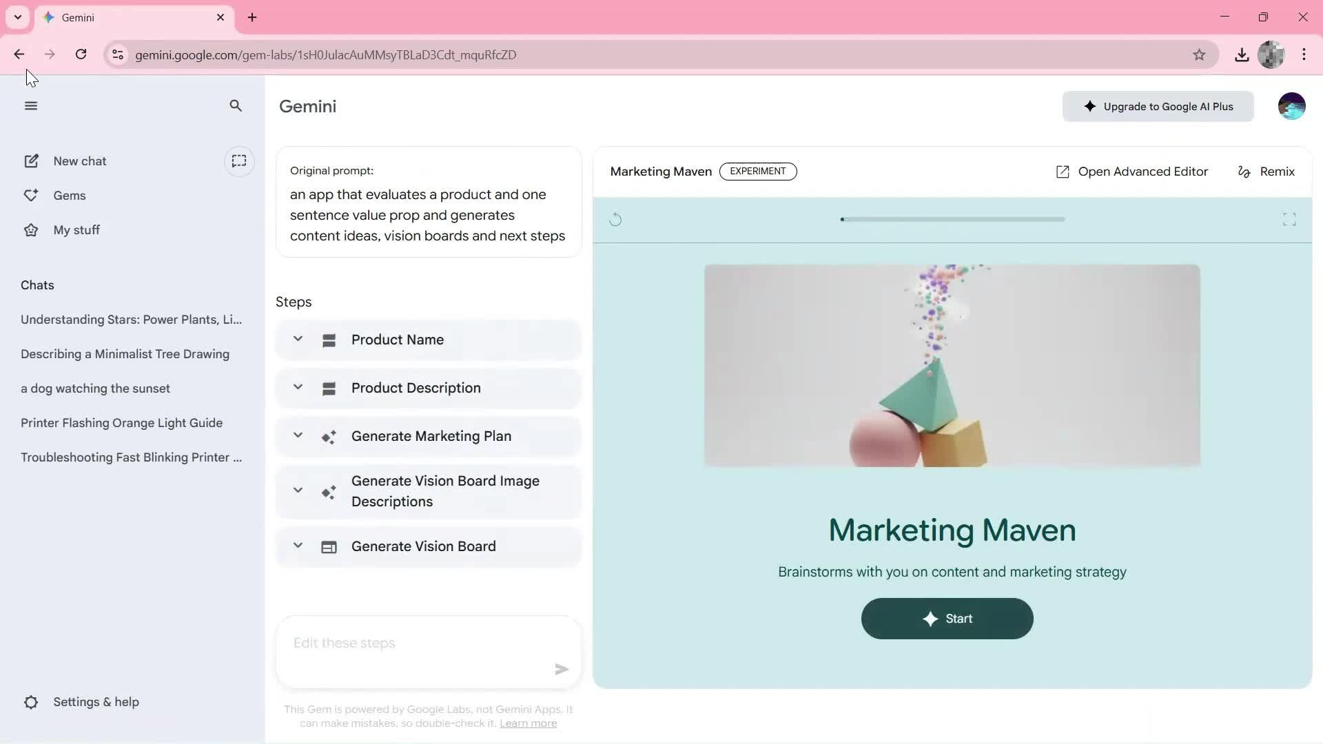 Generating AI artwork screenshot
