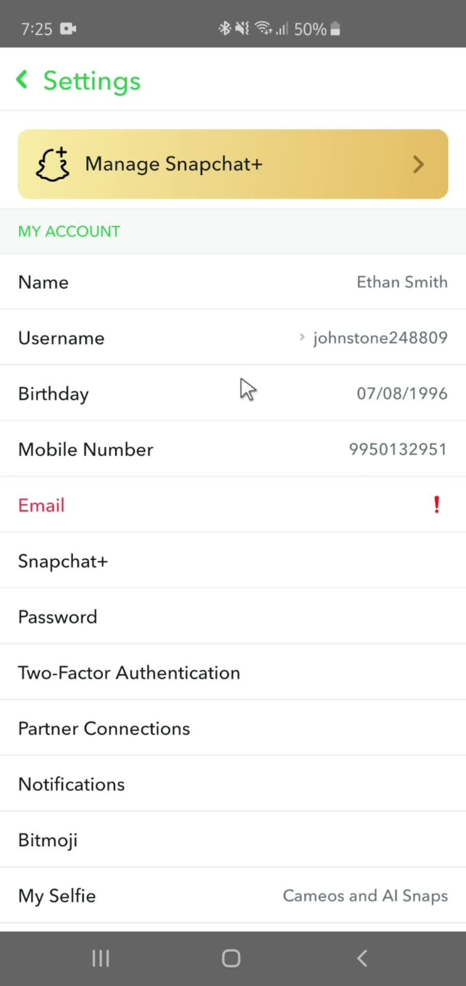 Verifying email address screenshot