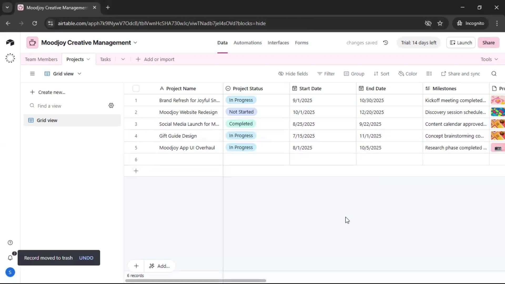 Version history screenshot