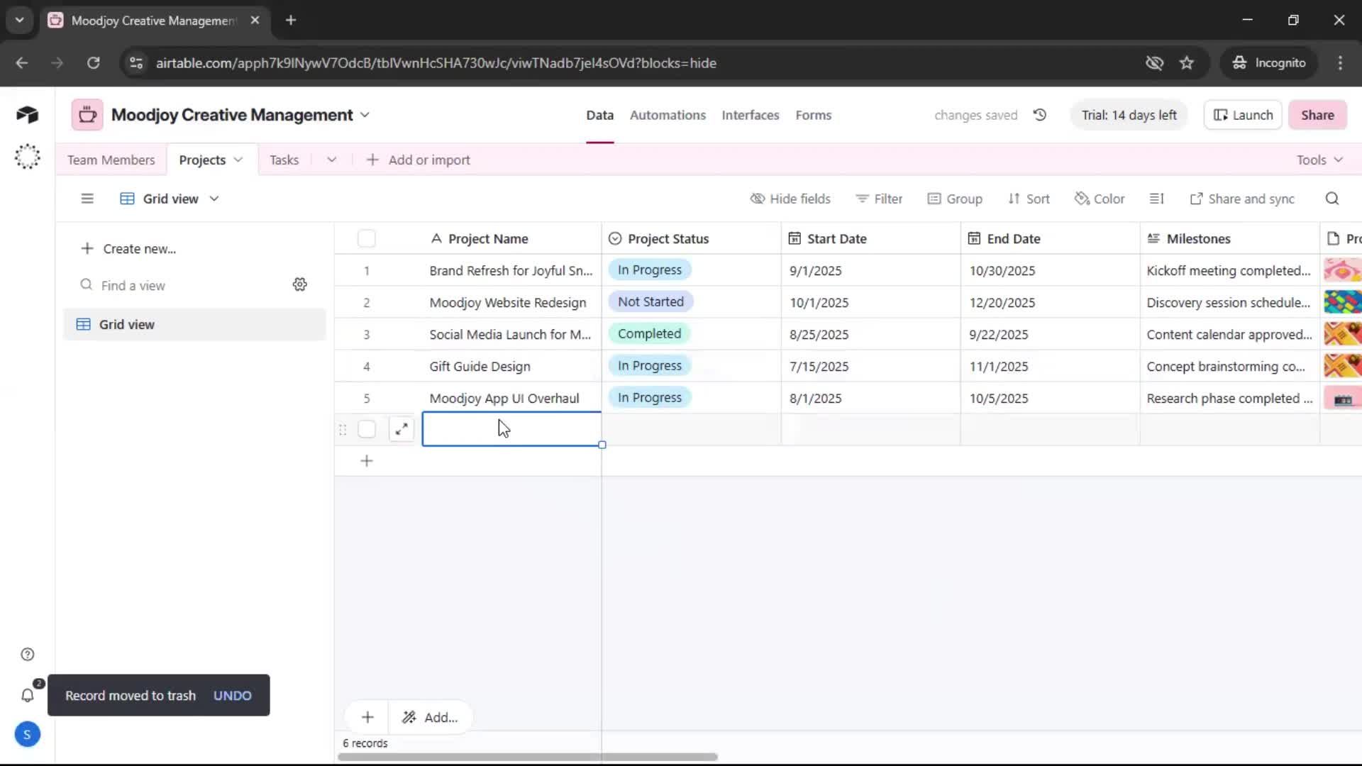 Version history screenshot