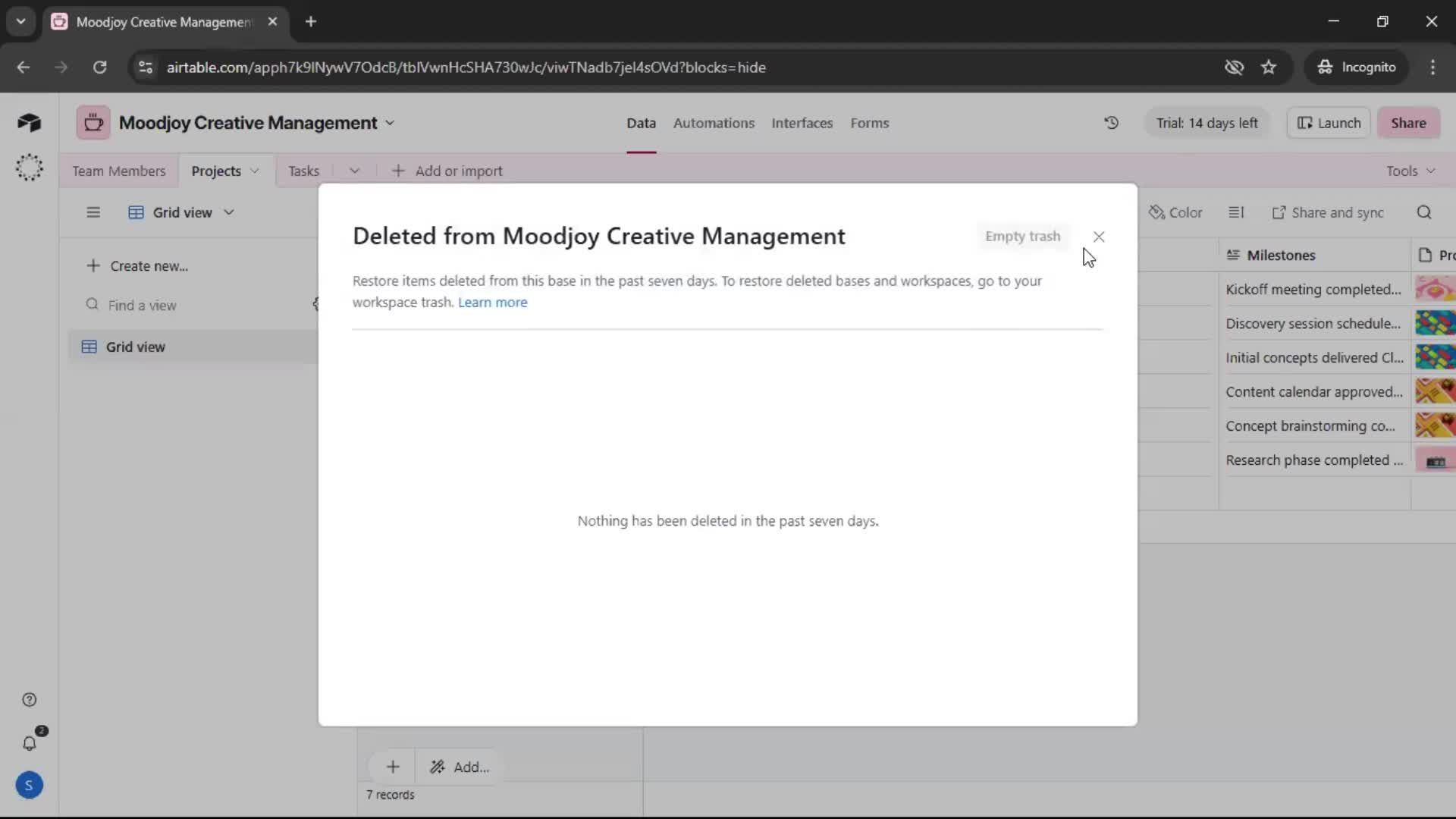 Version history screenshot