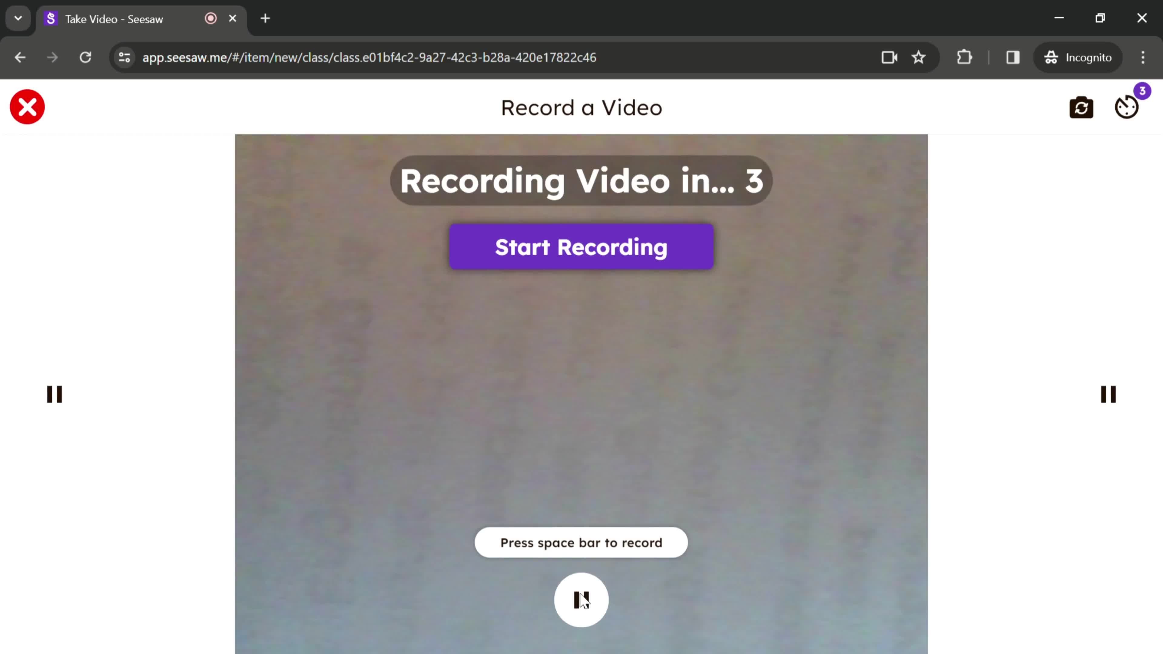 Recording a video screenshot