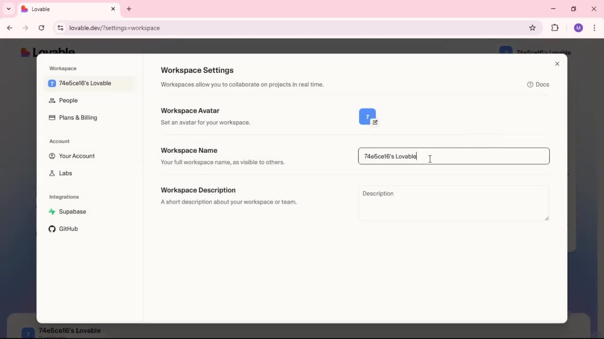 Editing workspace screenshot