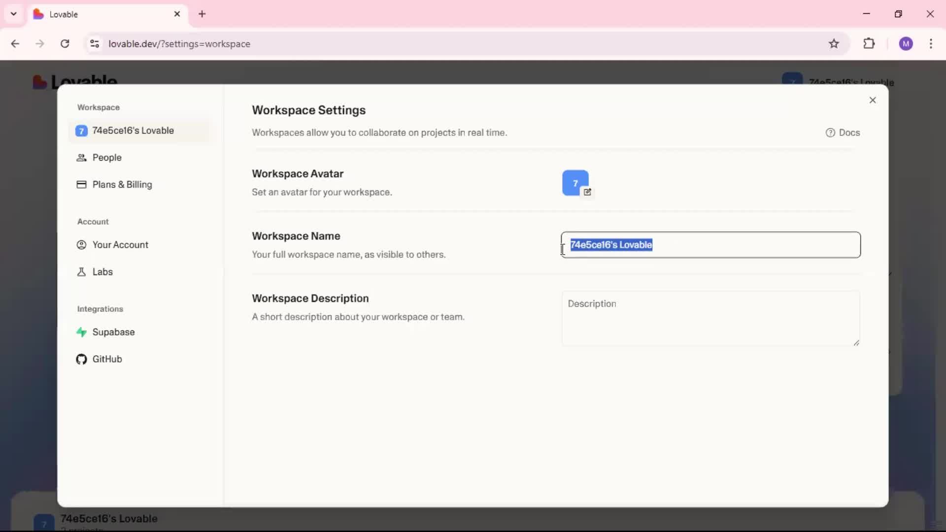 Editing workspace screenshot