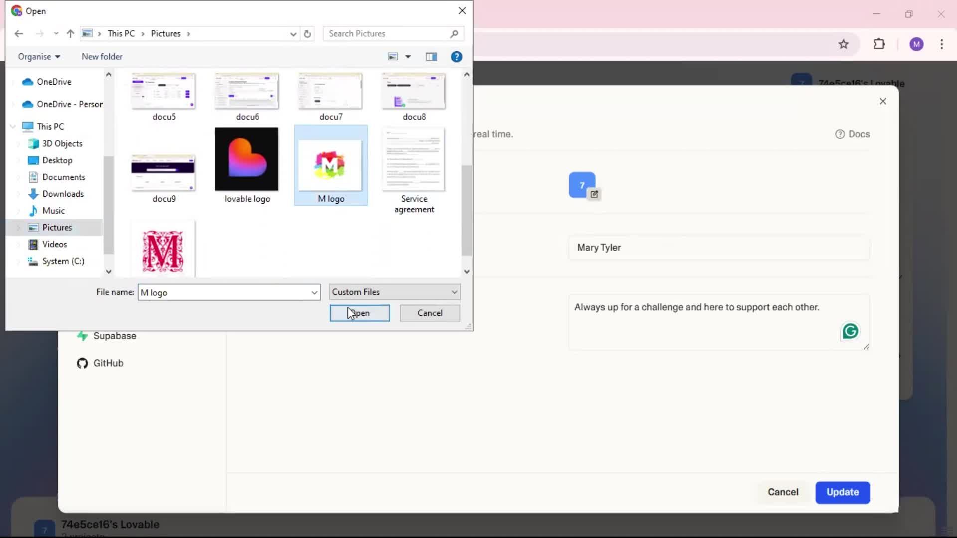 Editing workspace screenshot