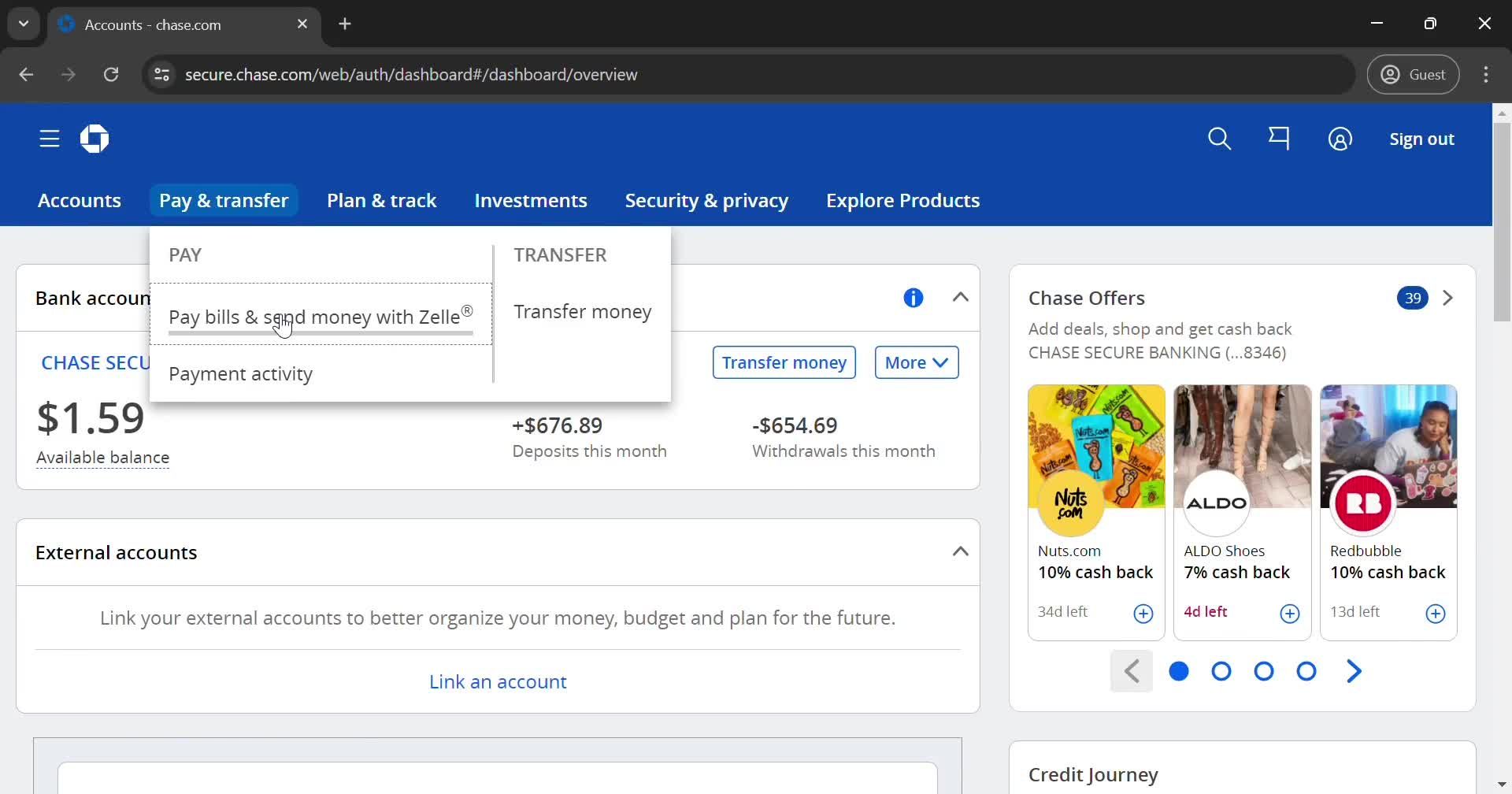 Zelle settings on Chase video thumbnail