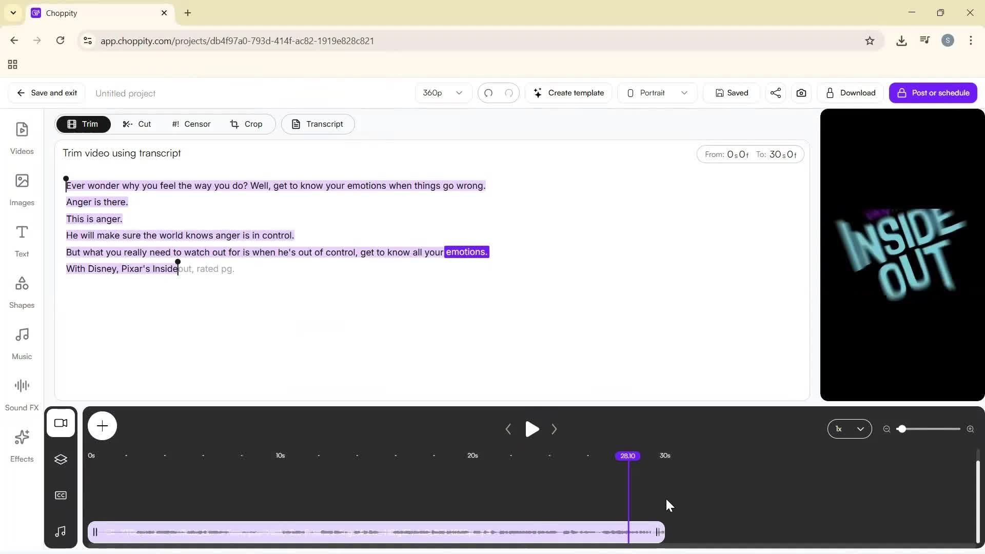 Creating a project screenshot