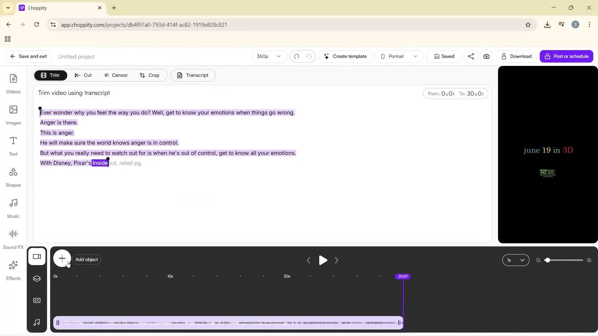 Creating a project screenshot