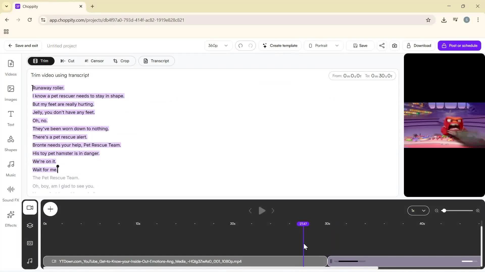 Creating a project screenshot