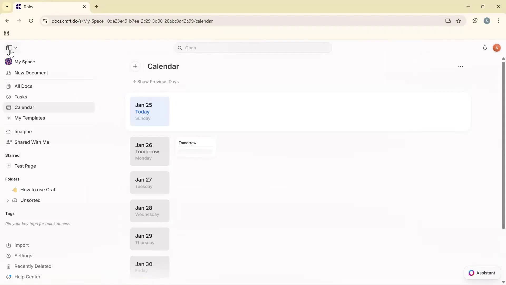 Daily planning screenshot