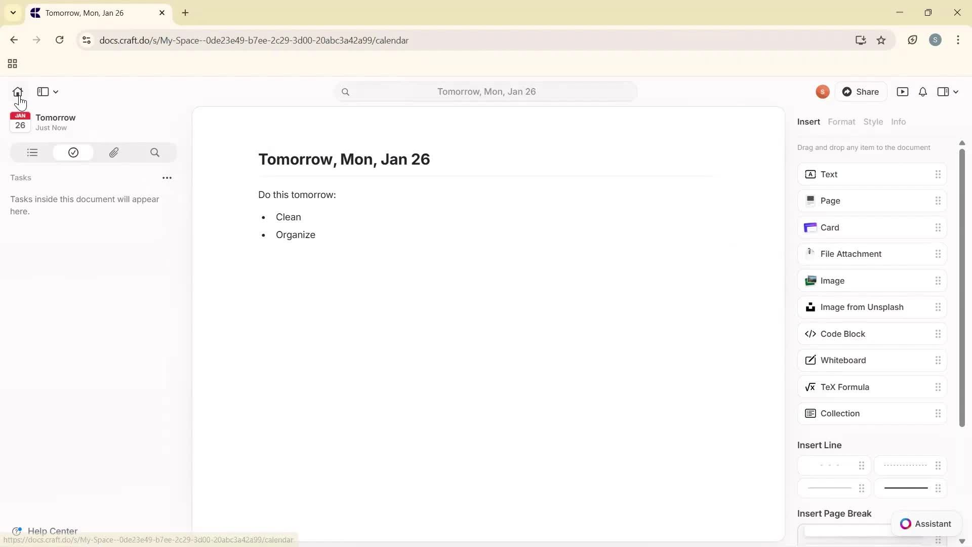 Daily planning screenshot