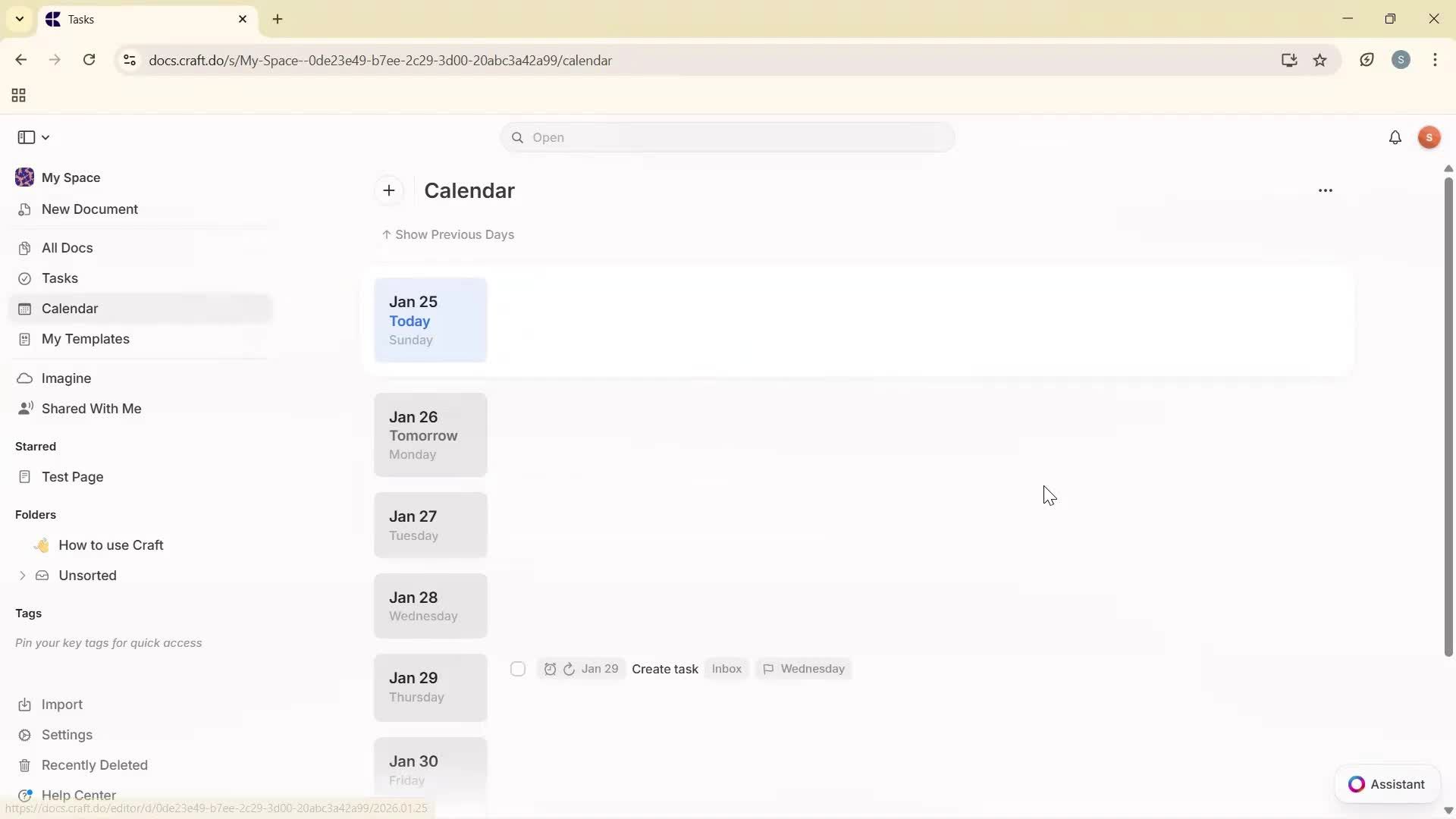 Daily planning screenshot