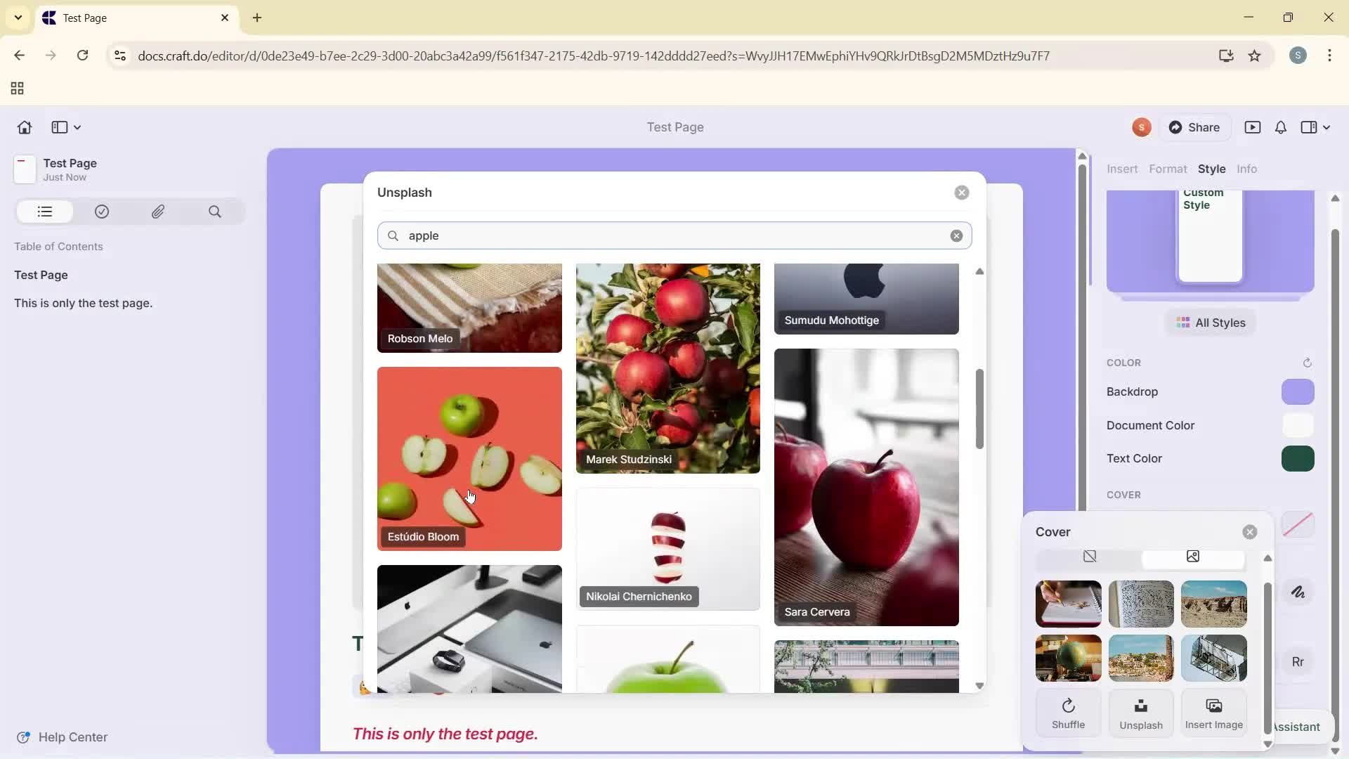 Creating a document screenshot