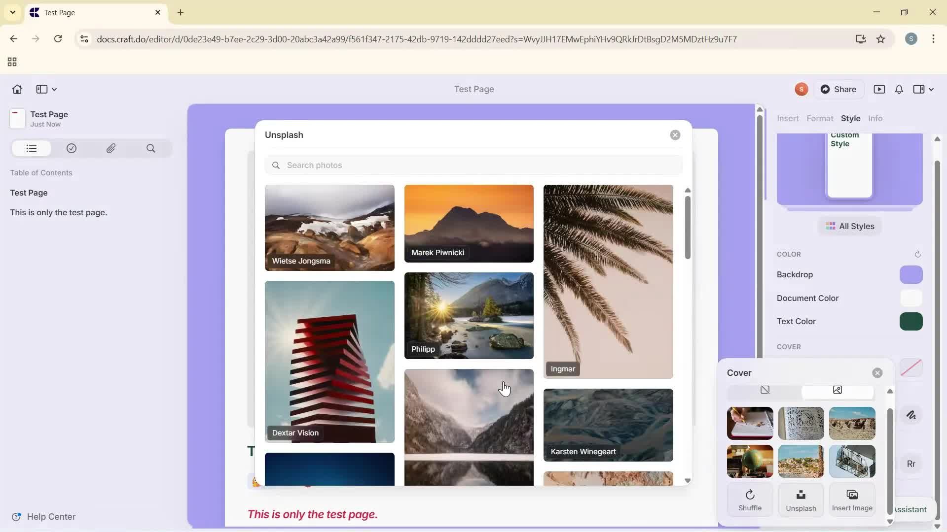 Creating a document screenshot