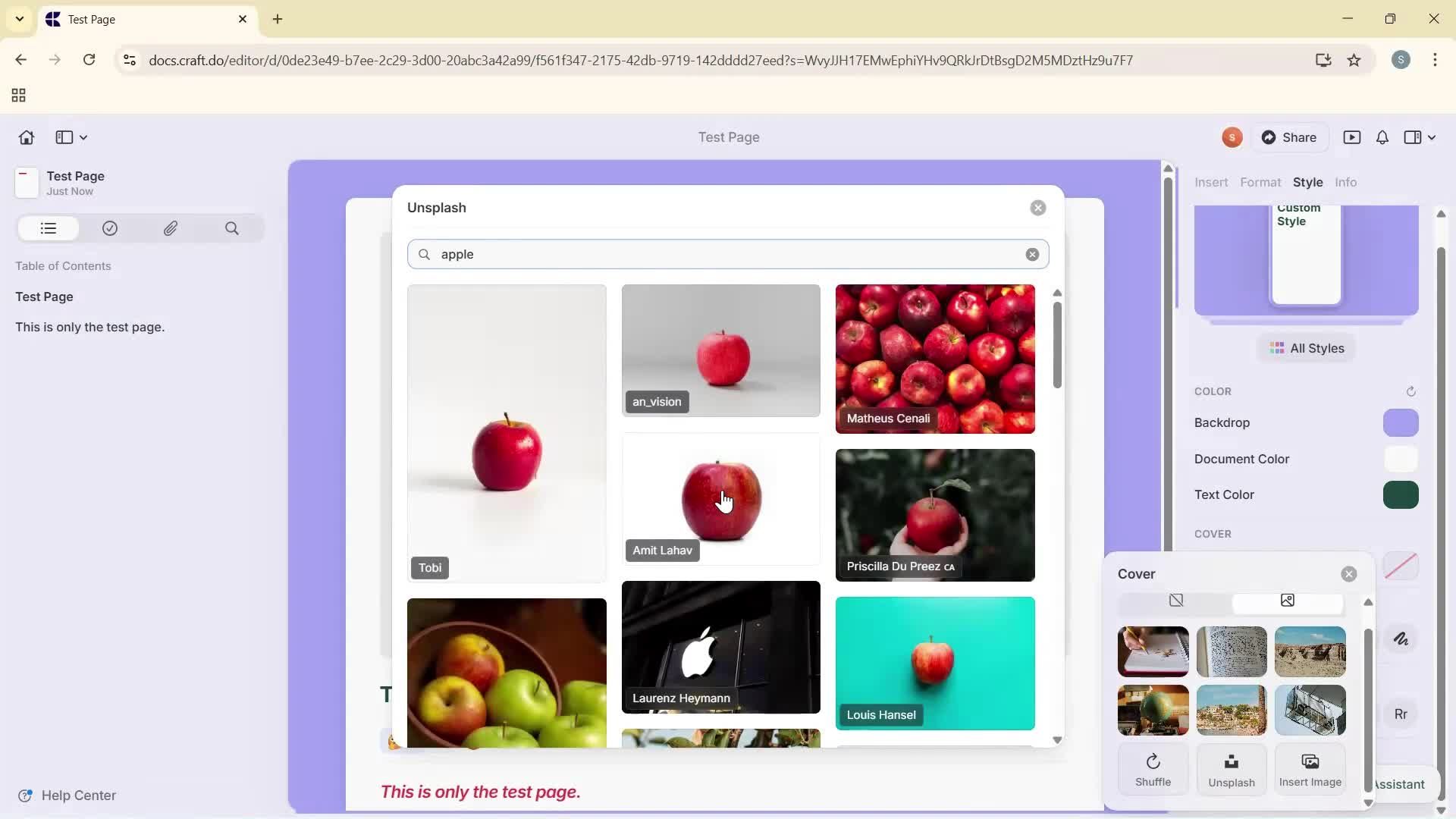 Creating a document screenshot
