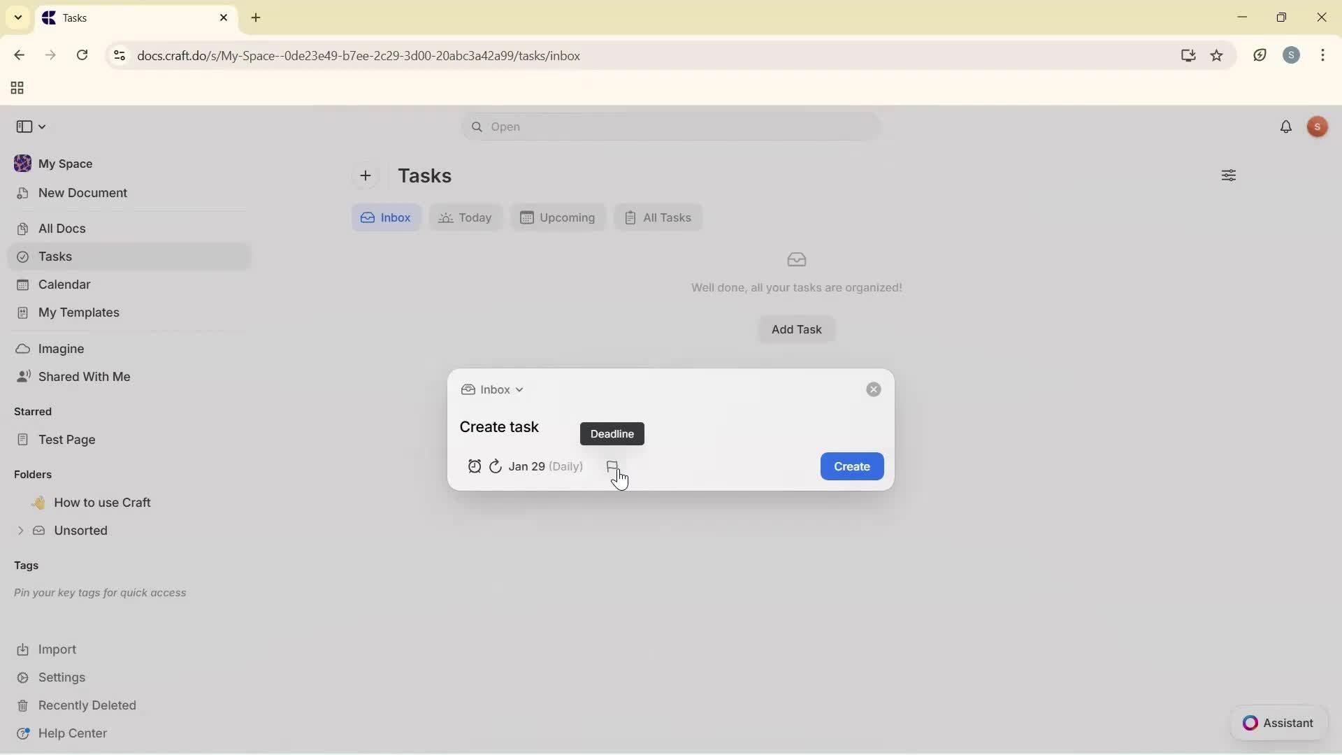 Creating a task screenshot