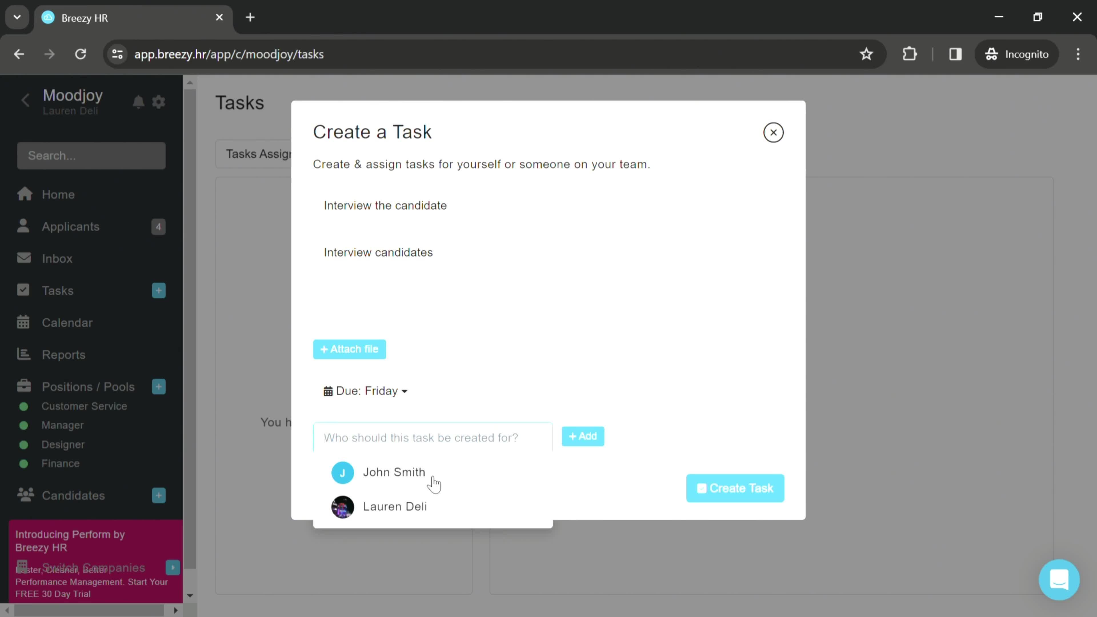 Creating a task screenshot