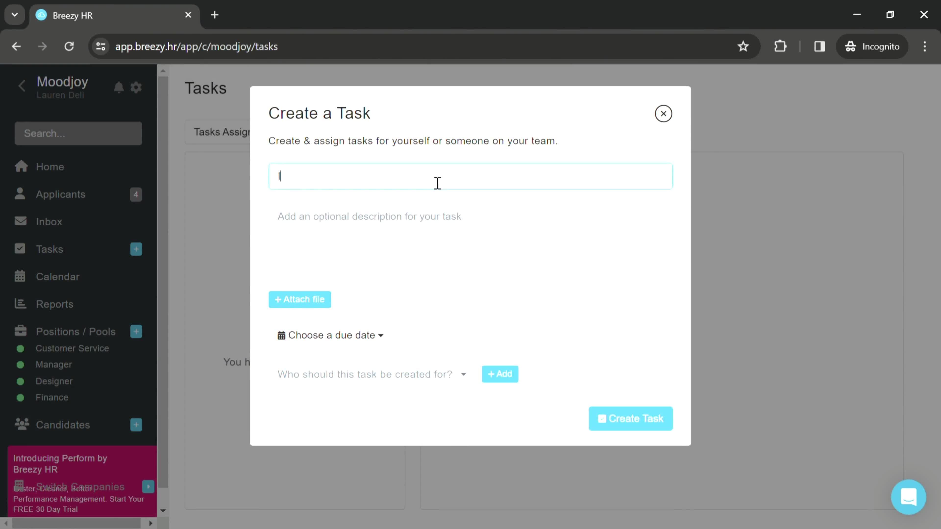 Creating a task screenshot