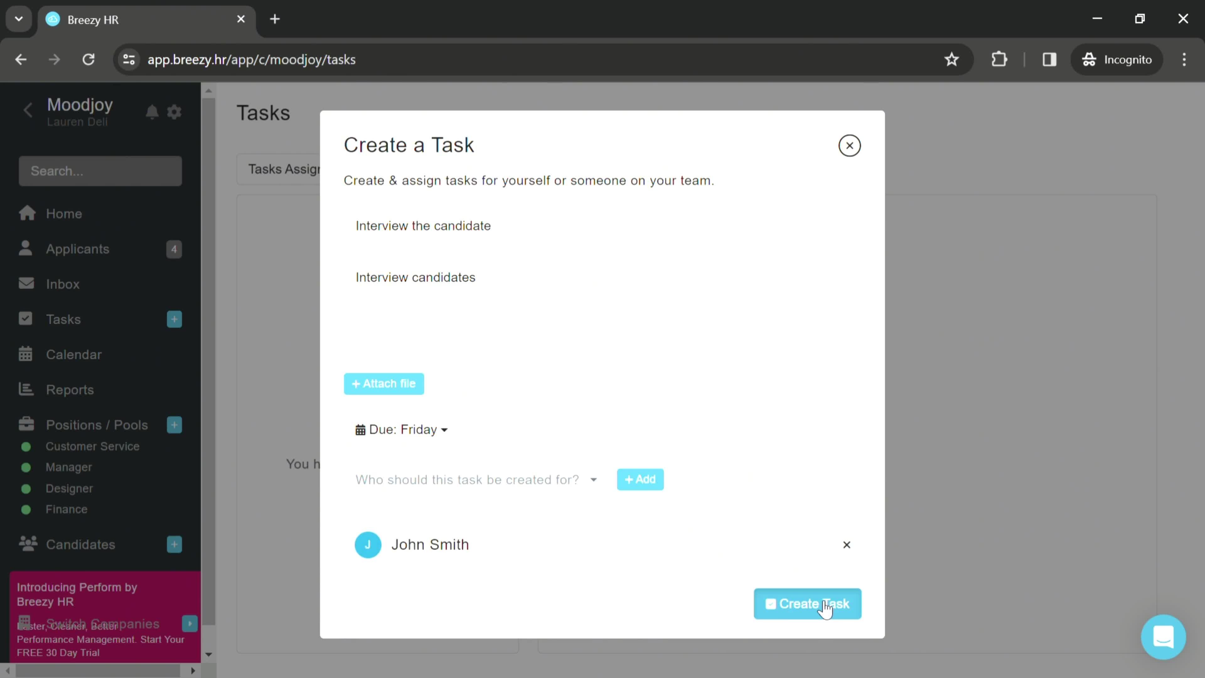 Creating a task screenshot