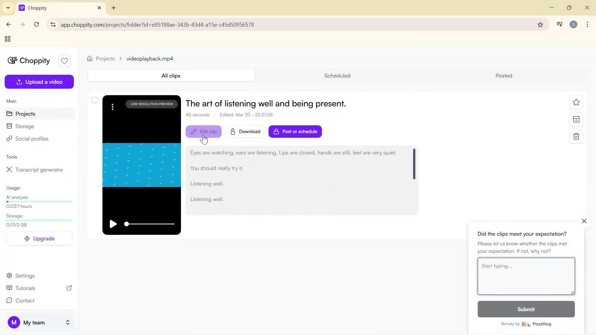 Editing a video screenshot