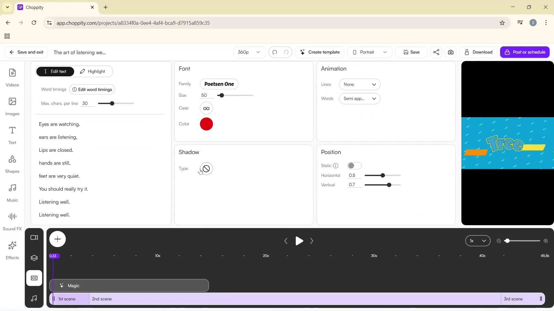 Editing a video screenshot
