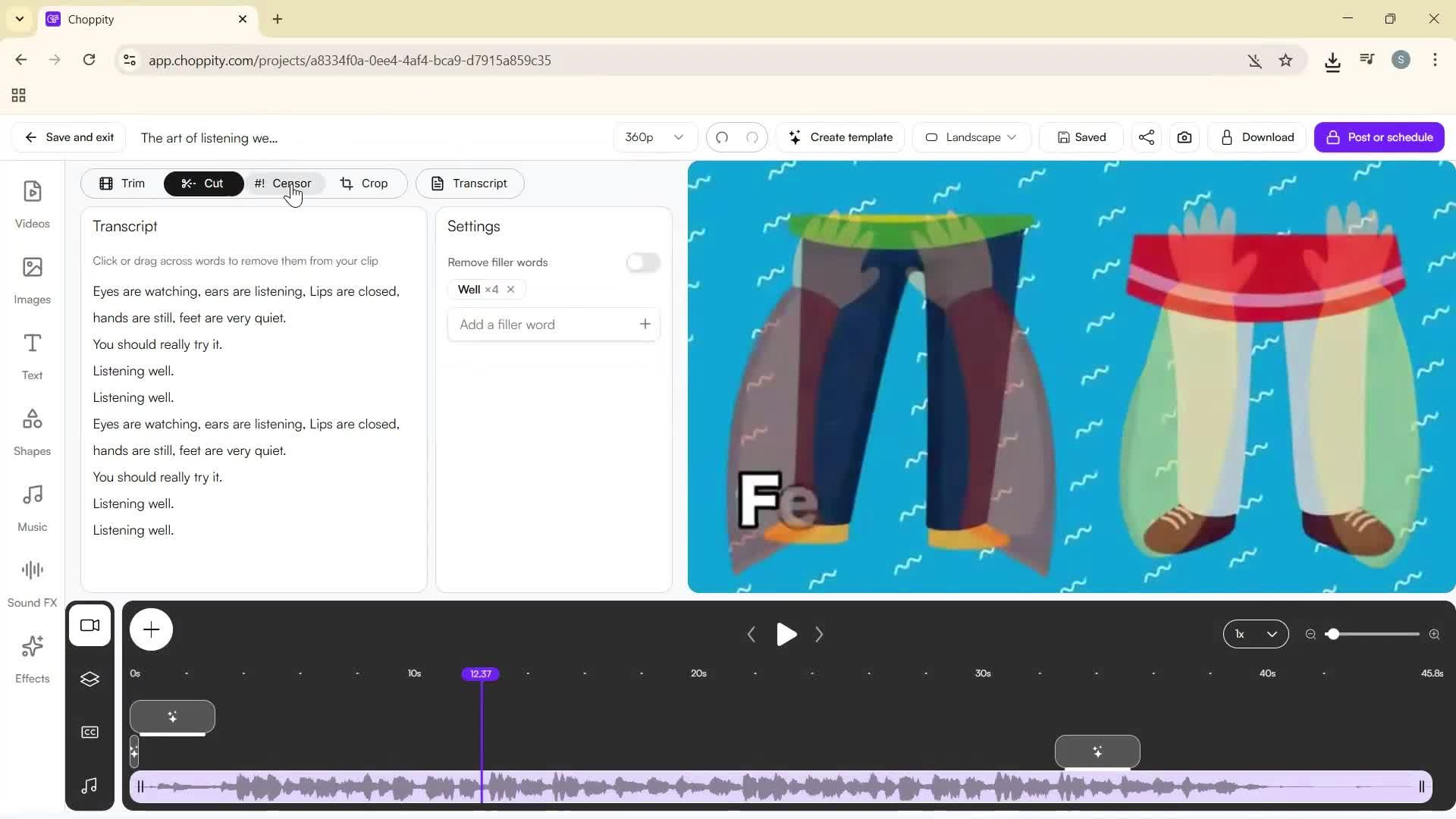 Editing a video screenshot