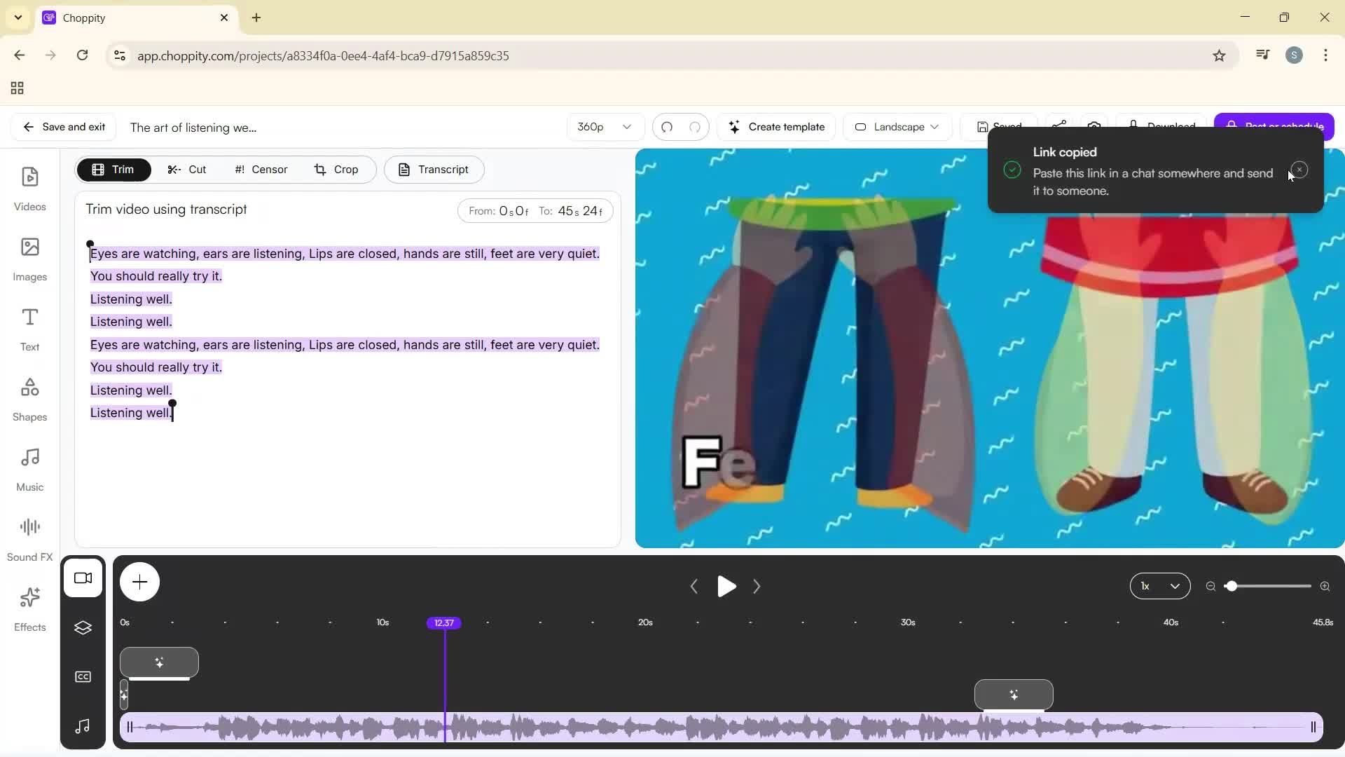 Editing a video screenshot