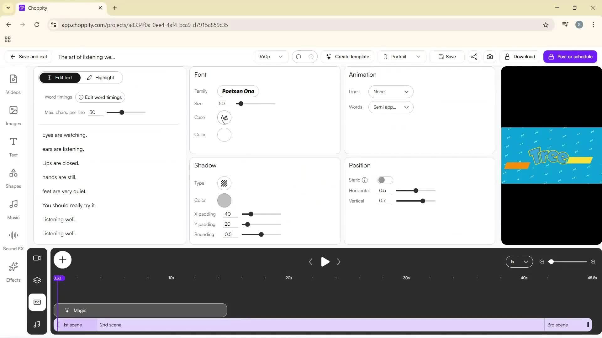 Editing a video screenshot