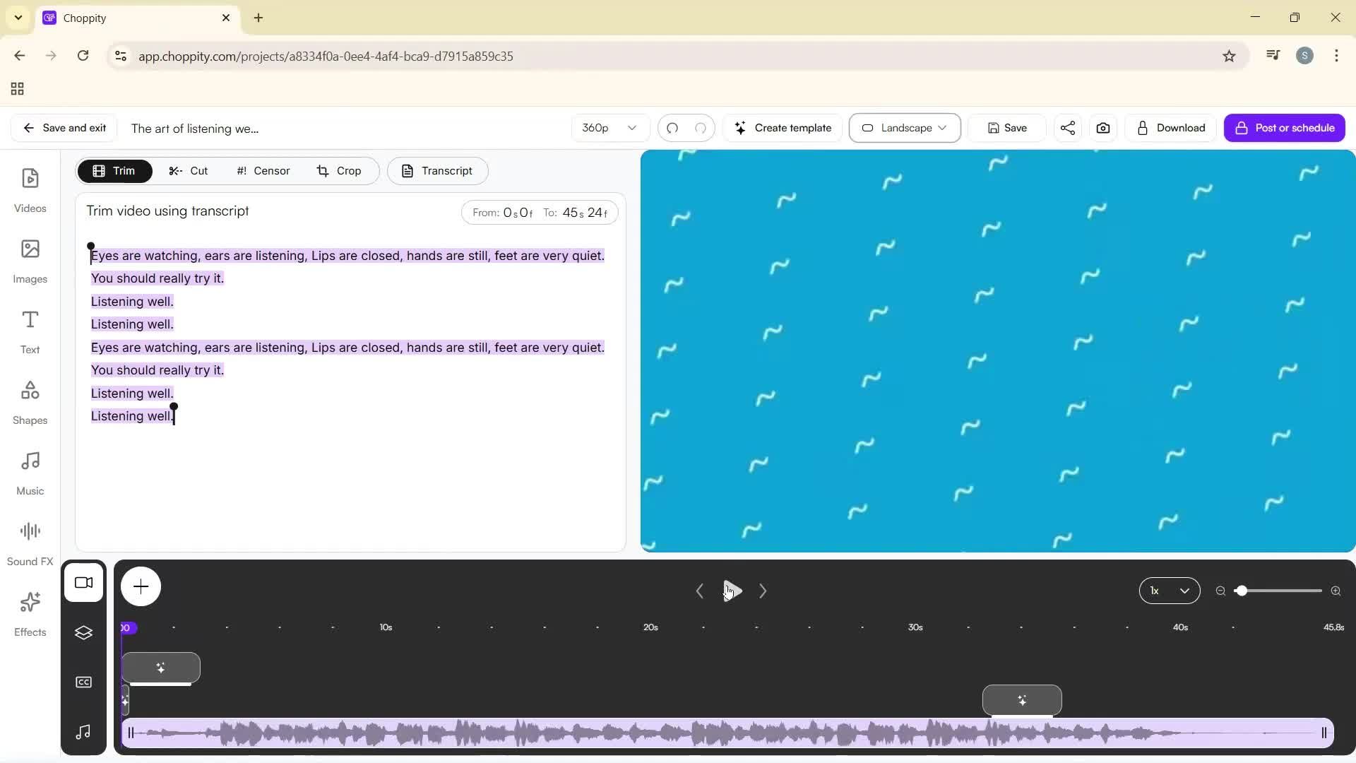 Editing a video screenshot