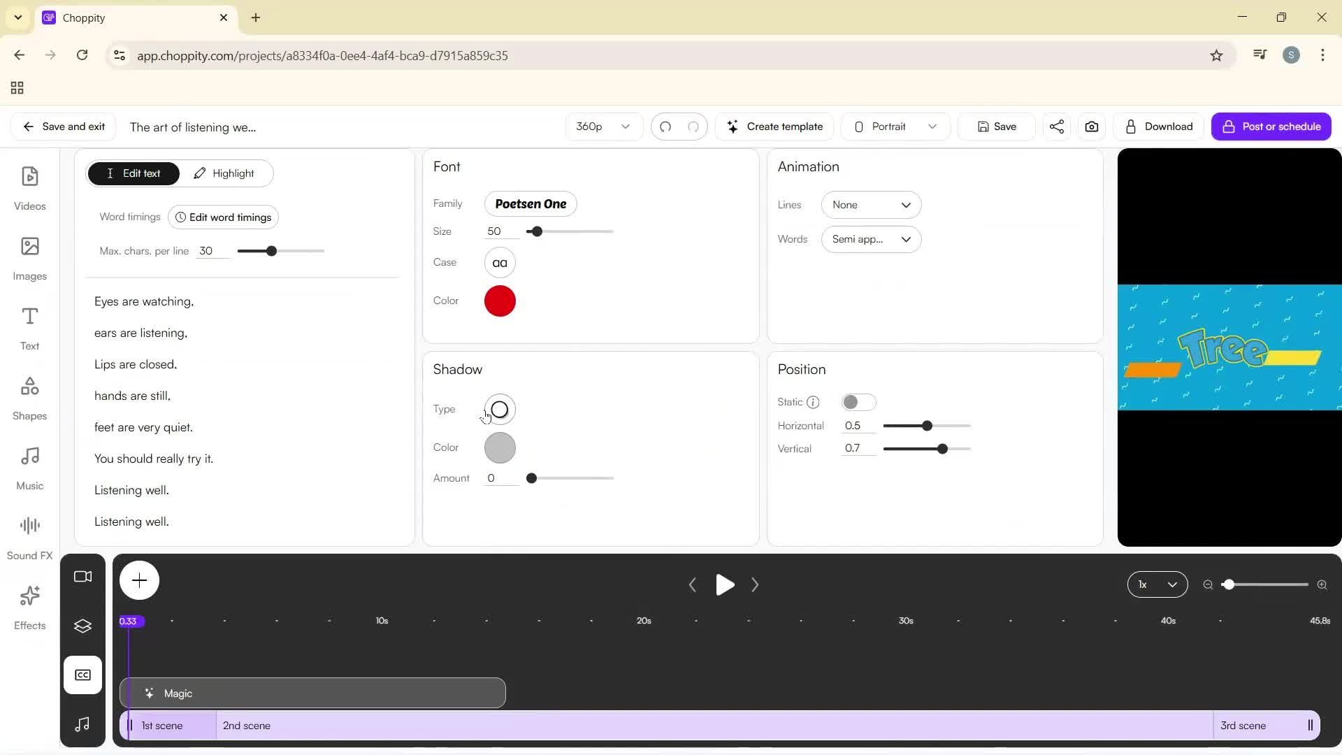 Editing a video screenshot