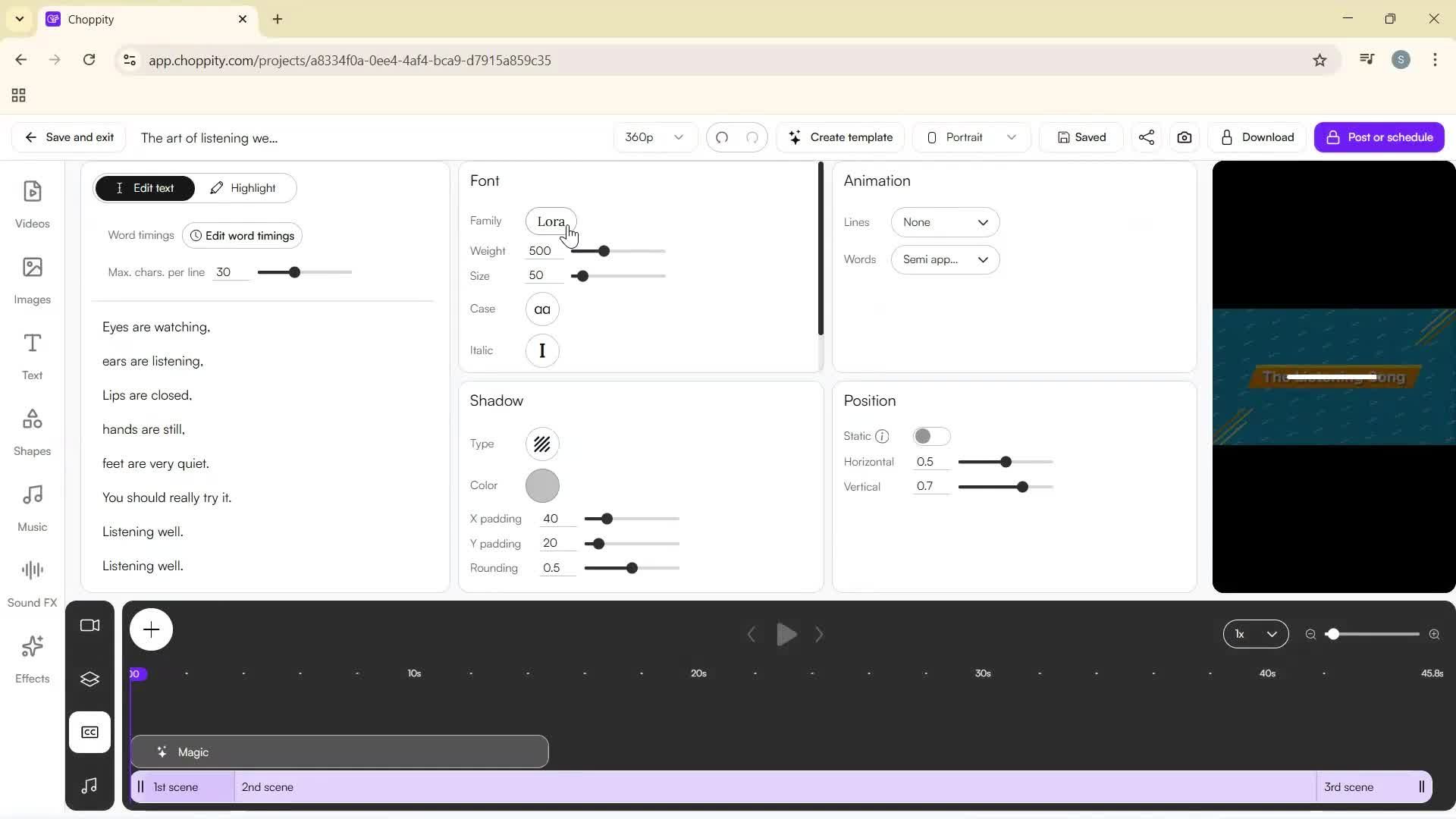 Editing a video screenshot