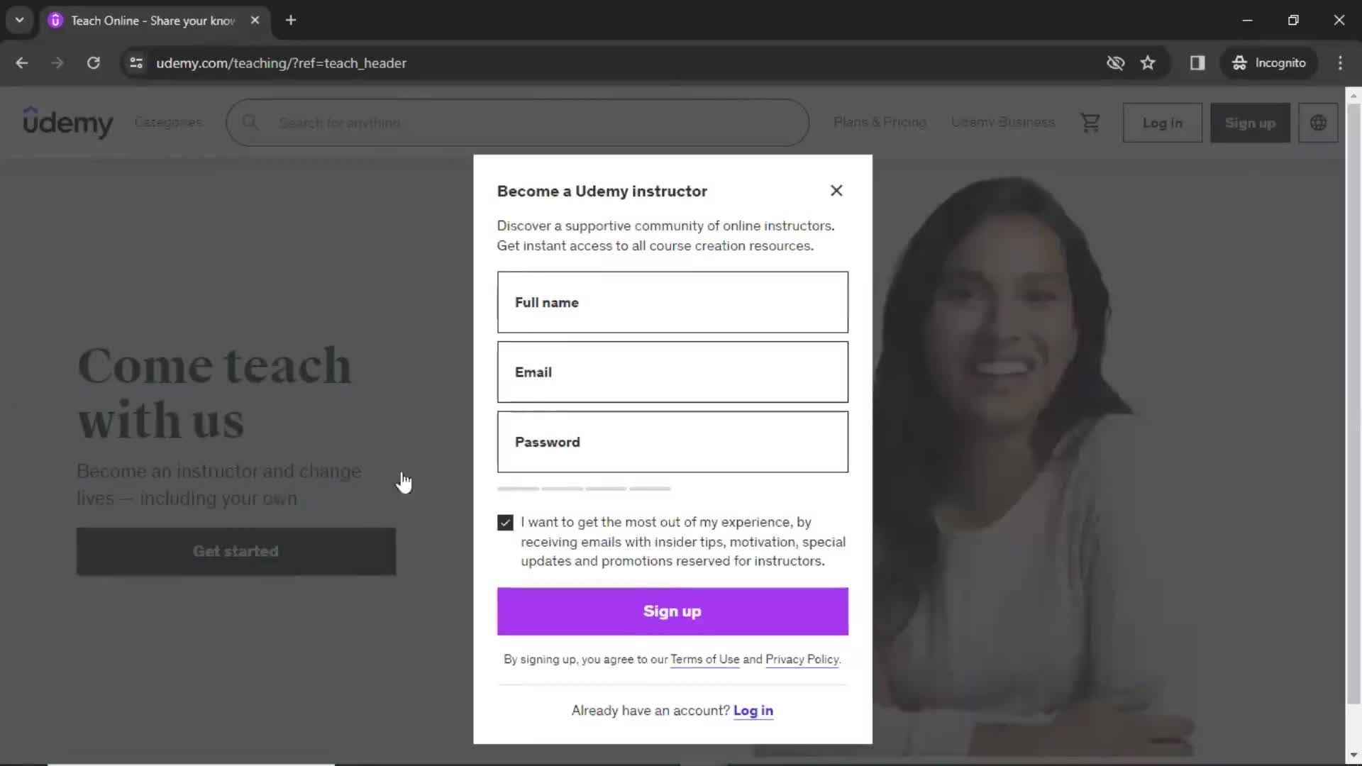 Teacher signup on Udemy video thumbnail