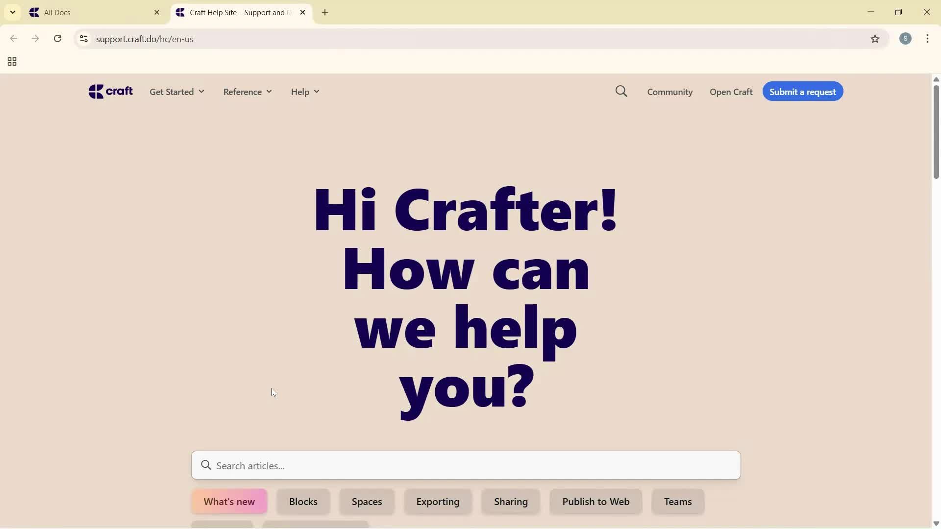 Help center screenshot