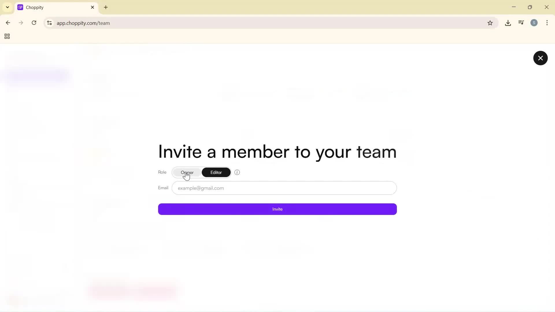 Inviting people screenshot