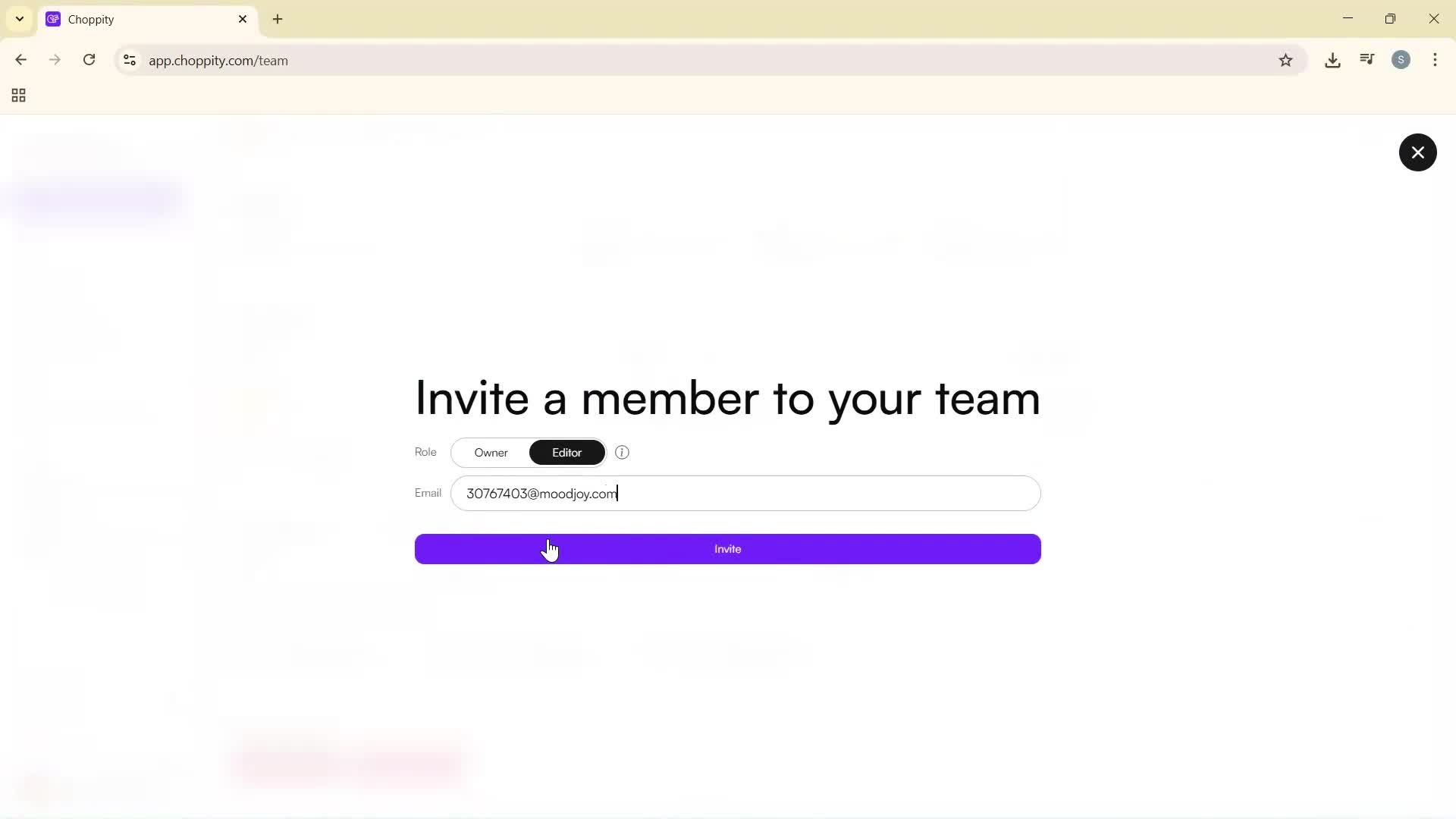 Inviting people screenshot
