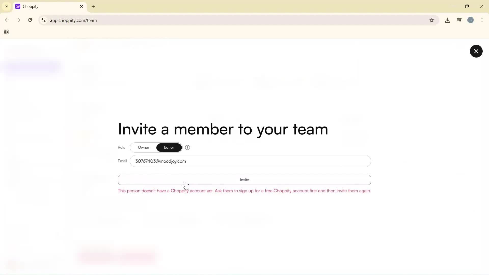 Inviting people screenshot