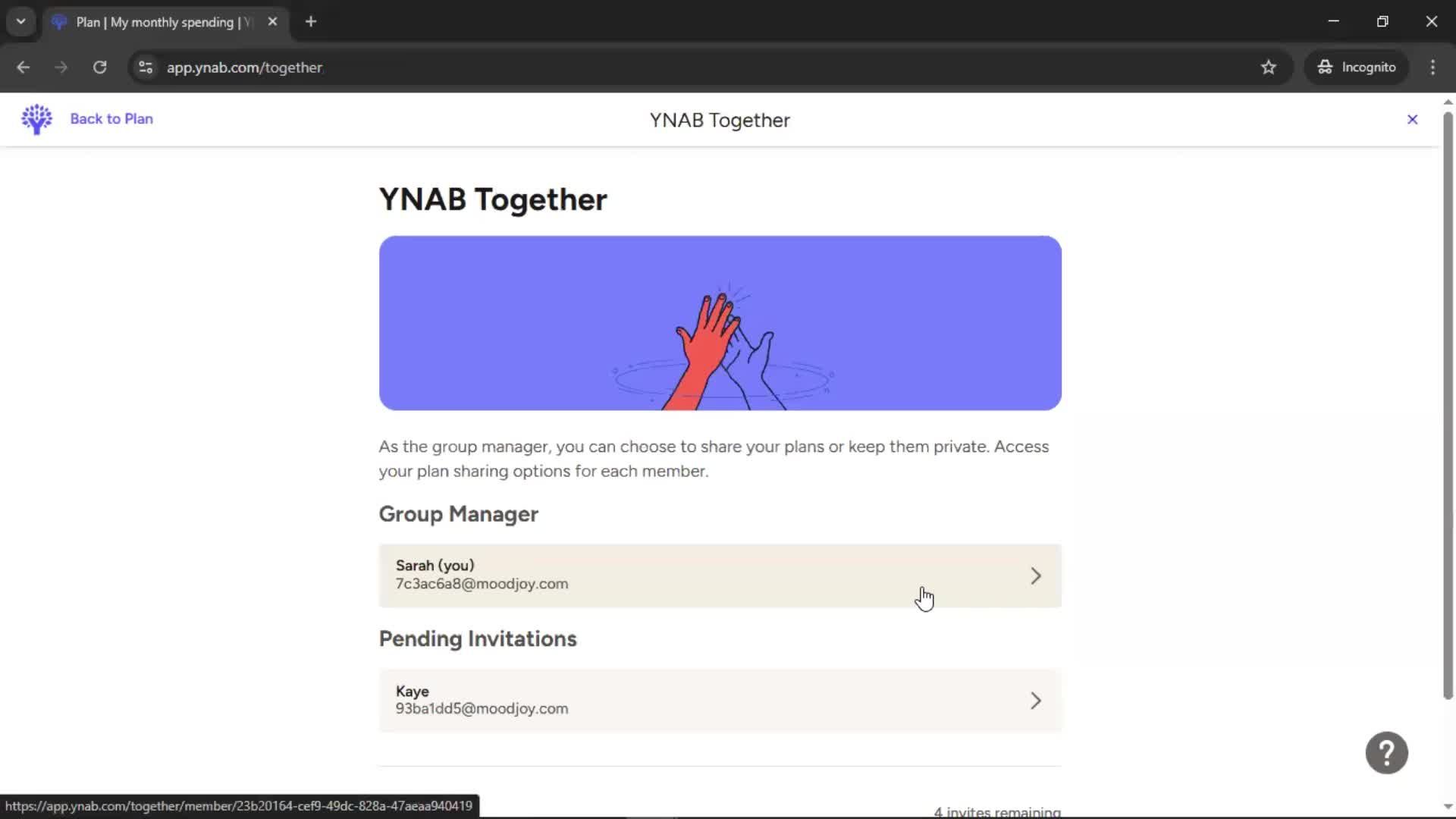 Inviting people screenshot