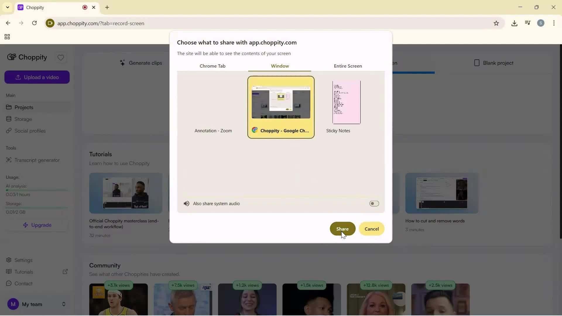 Screen recording screenshot