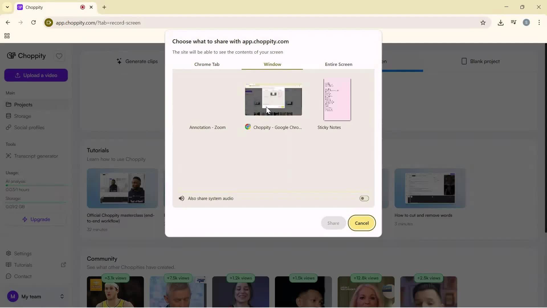 Screen recording screenshot